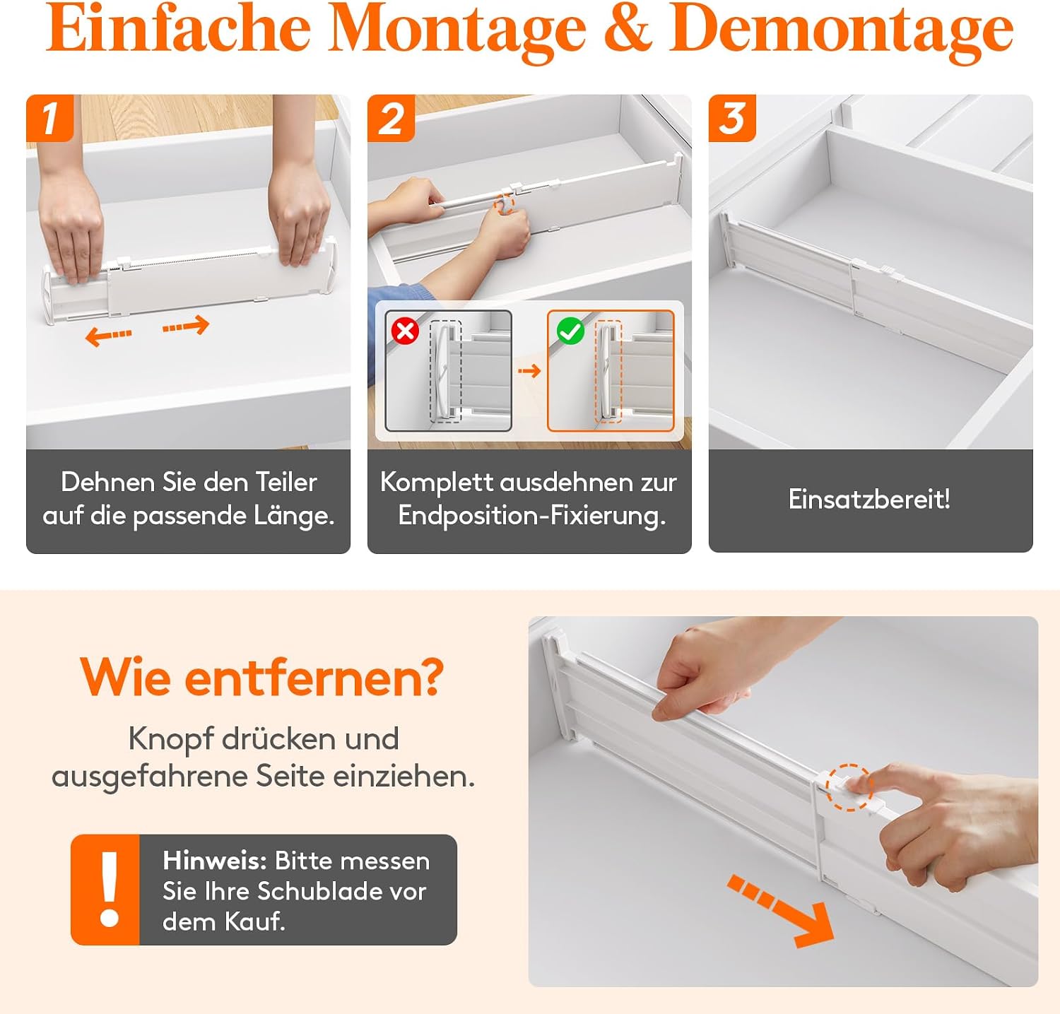 Thumbnail 6 de Lifewit 9er Set verstellbare Schubladentrenner für Innenlänge 35–55 cm (Schubladen-Höhe ab 10,5 cm)