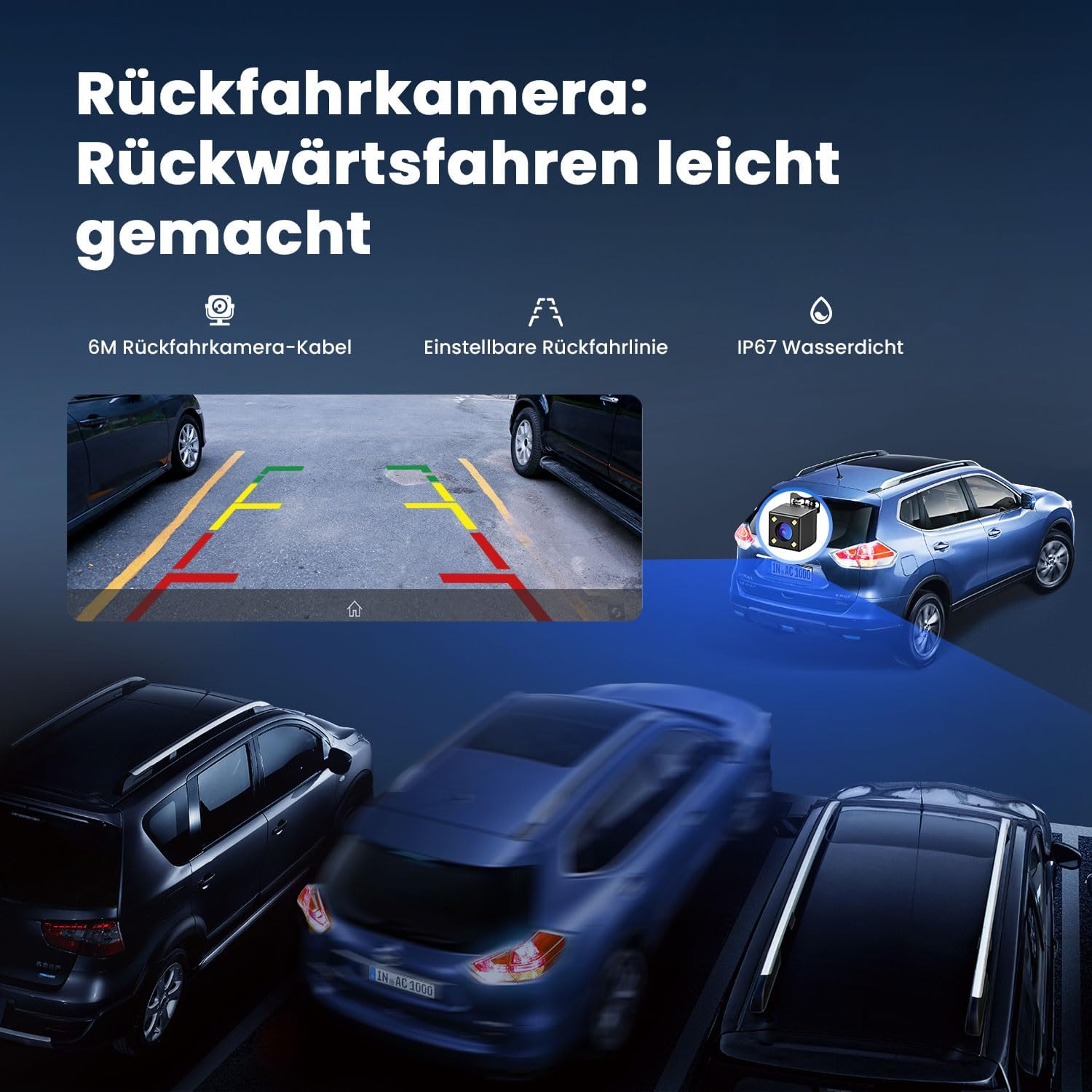 Detalle de Krnua 9,26" CarPlay Display – Drahtloses CarPlay/Android Auto, OTA-Updates, Rückfahrkamera & Navigation