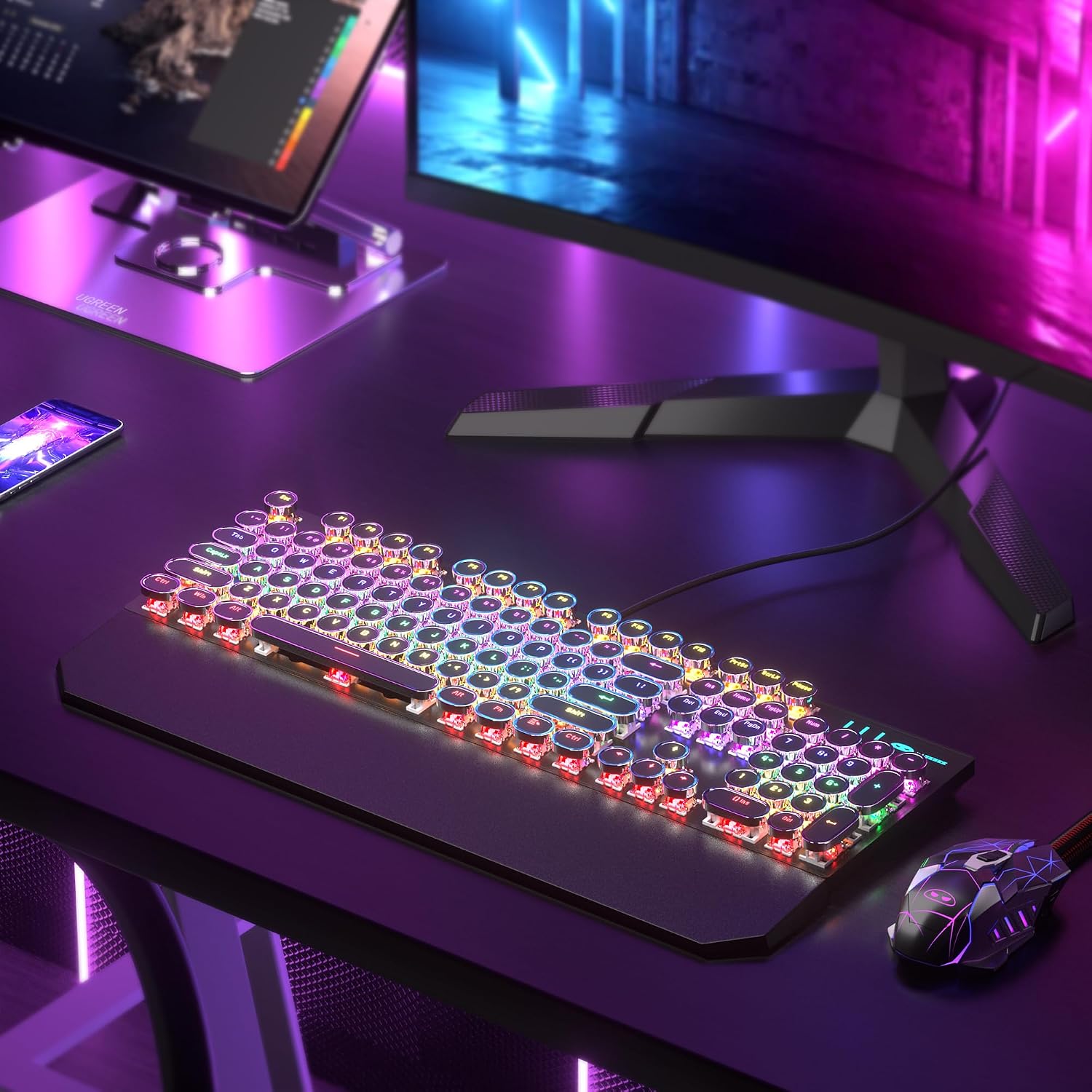 Thumbnail 6 de Camiysn Retro Typewriter Keyboard and Mouse Combo, 104 Keys, Linear Red Switches