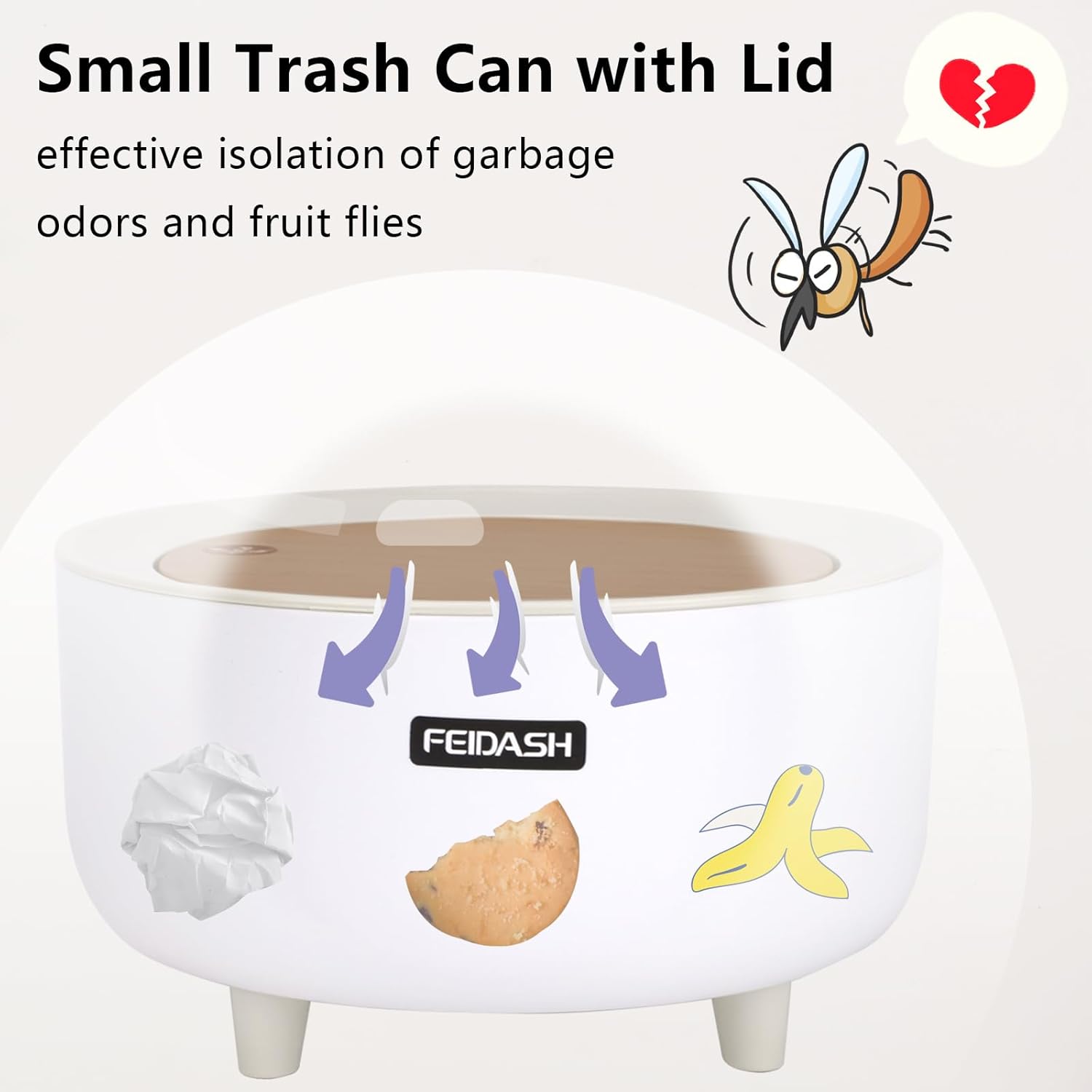 Thumbnail 1 de CRITIVE-S Desk Bin with Press lid – 2L mini desktop dustbin with 3 rubbish bags