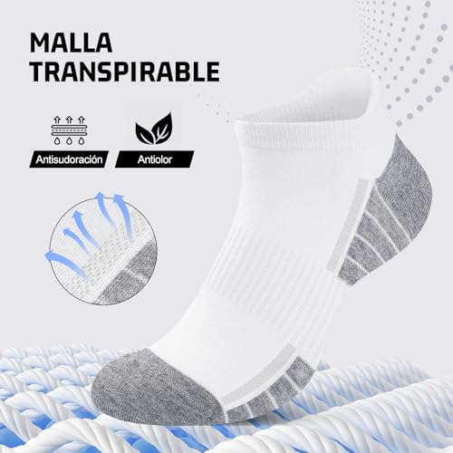 Thumbnail 2 de Effeet 10 pares de calcetines tobilleros de algodón transpirables para hombre y mujer (blanco 43-46)