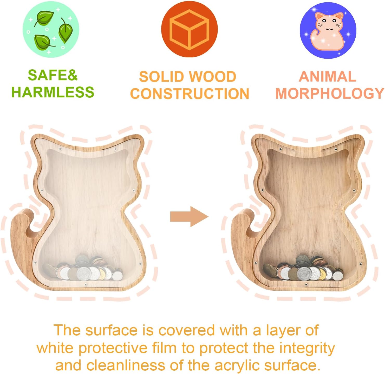 Thumbnail 5 de TOTHDATE Animals Wooden Money Box