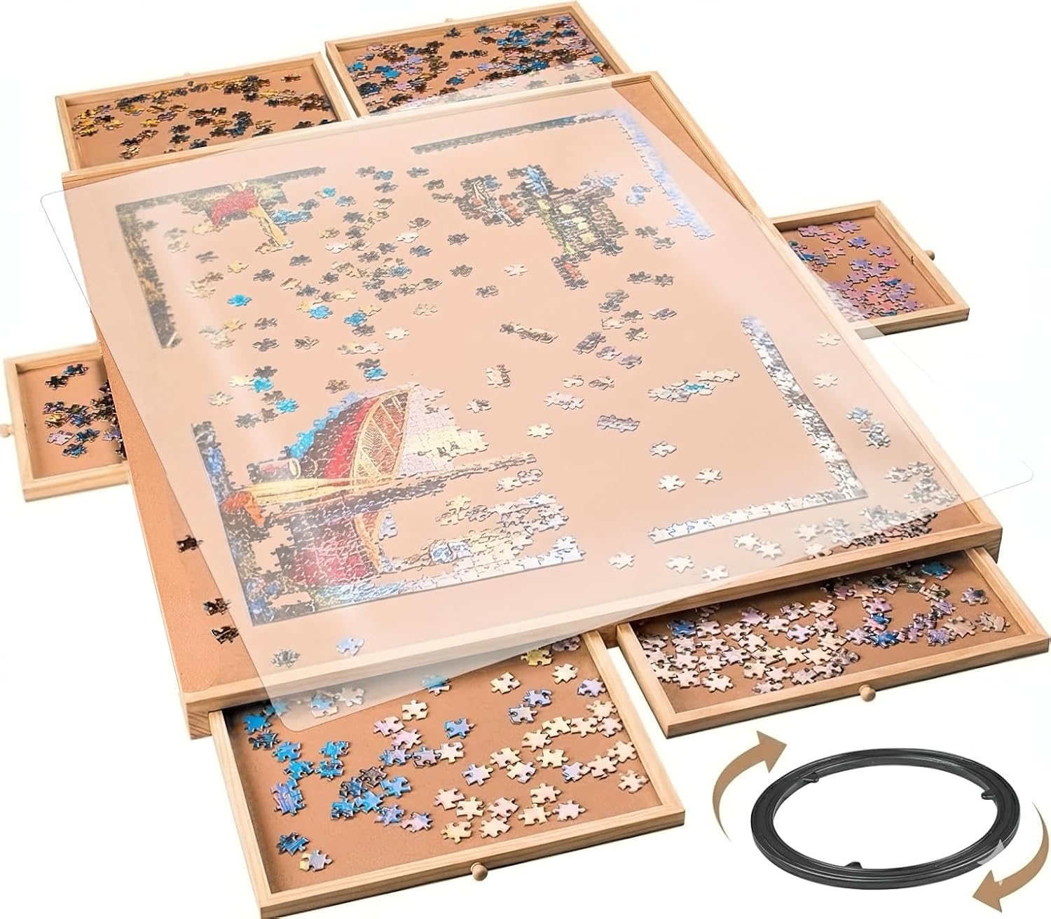 Detalle de Wooden Puzzle Board 35 x 26 inch 🎲