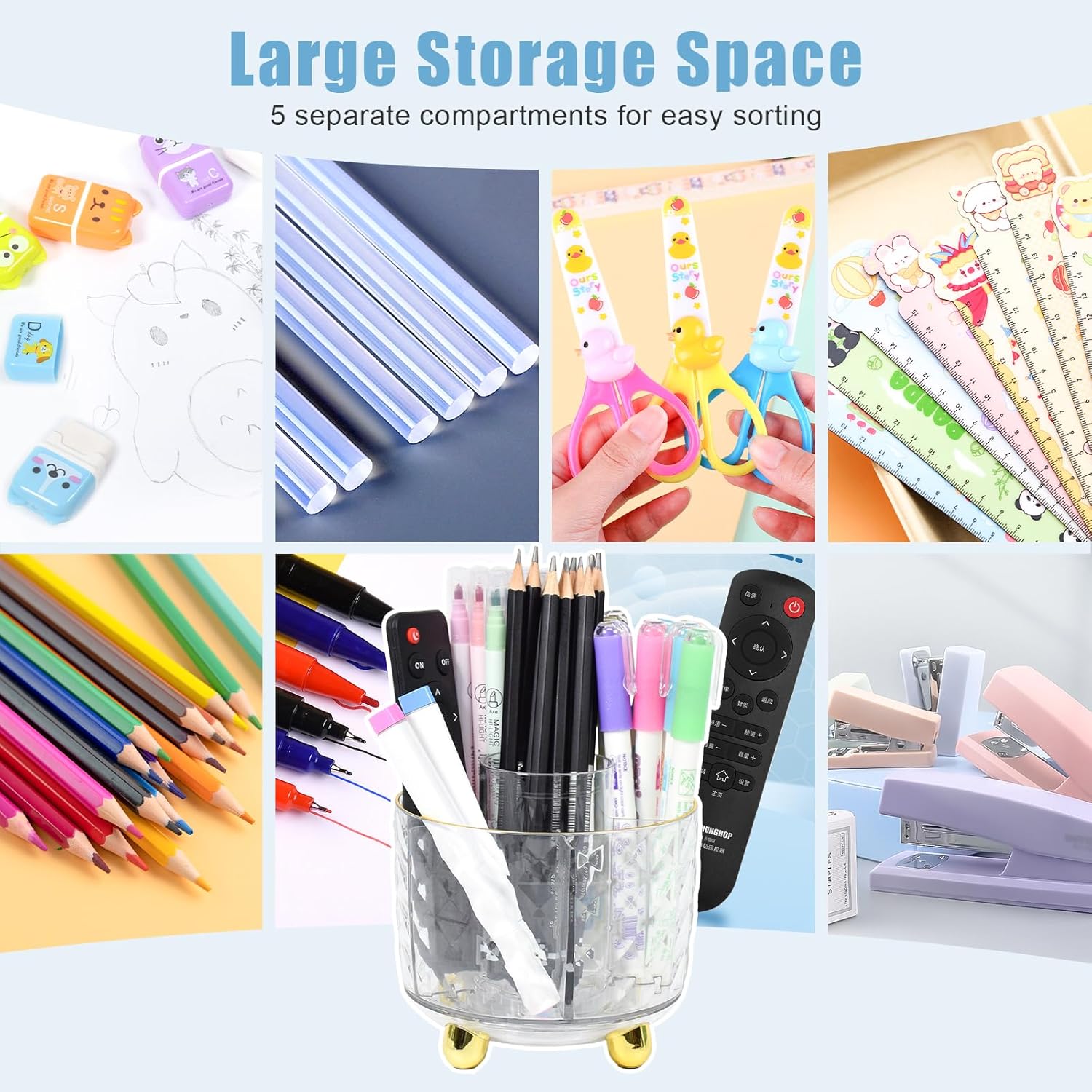 Thumbnail 4 de Elezeal Pen Holder 360° Spinning Makeup Brush Holder with 6 Slots