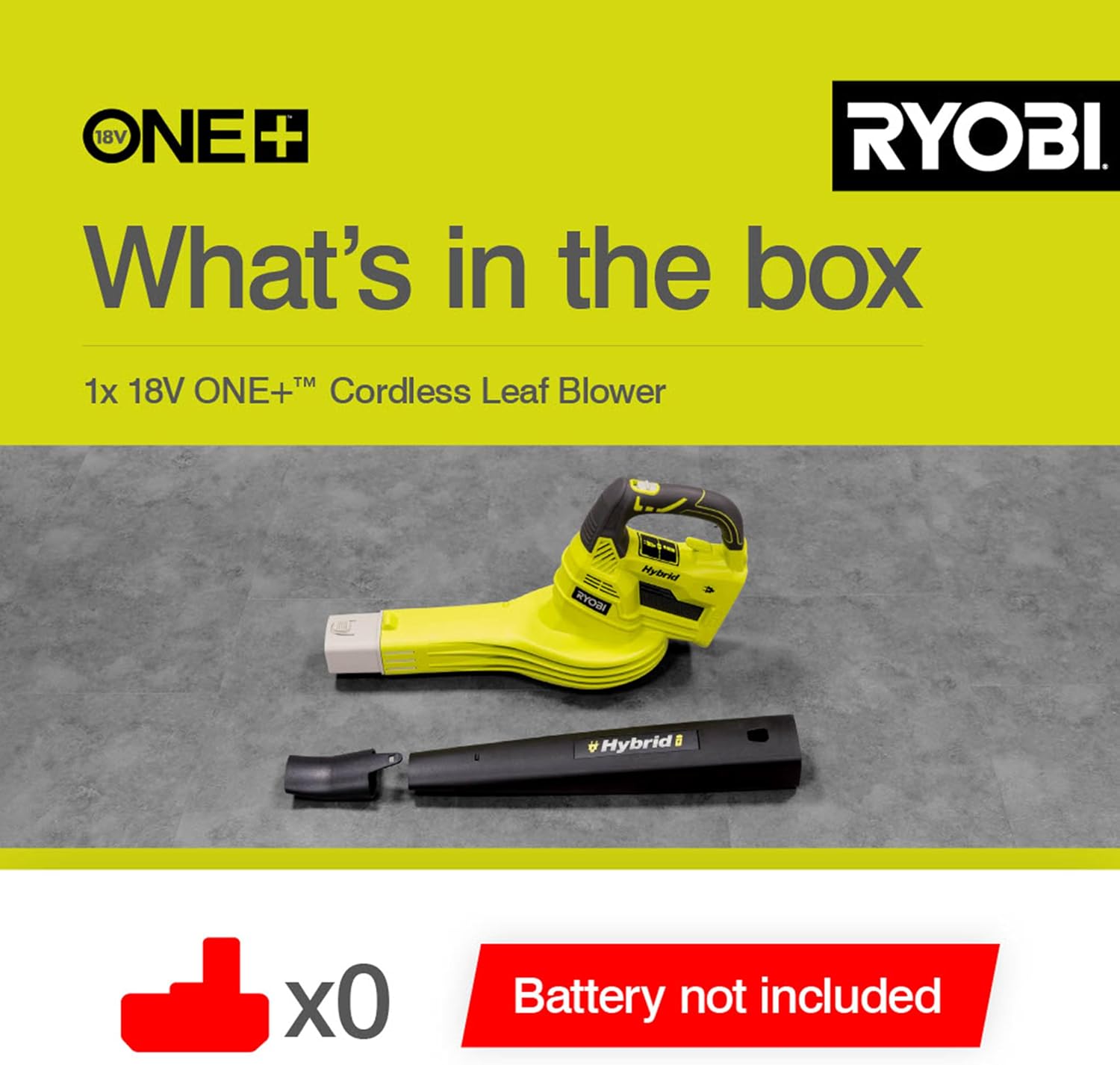 Detalle de Ryobi OBL1820S cordless blower 245 km/h