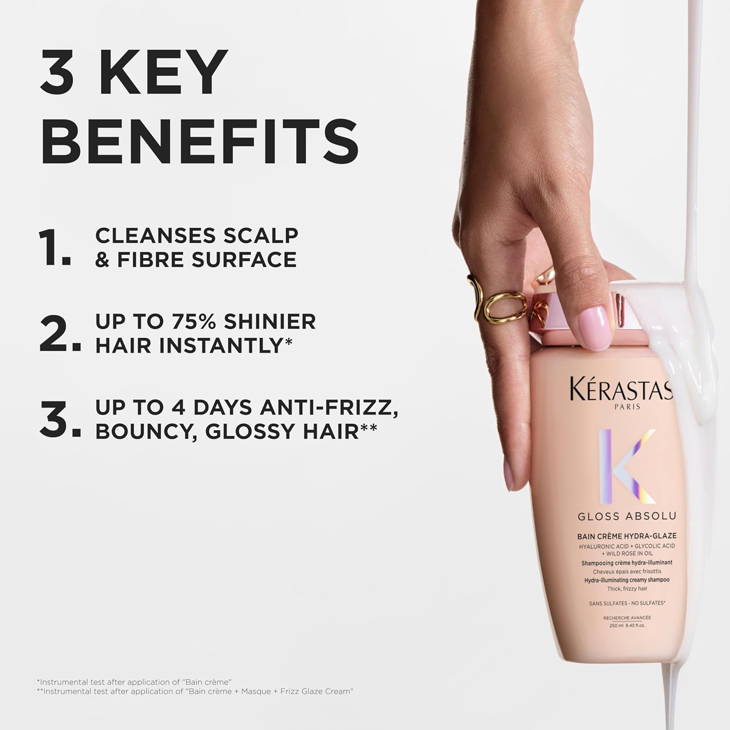 Thumbnail 1 de Kérastase Gloss Absolu Bain Crème Hydra-Glaze shampoo refill (sulphate-free) for shiny, thick & curly hair
