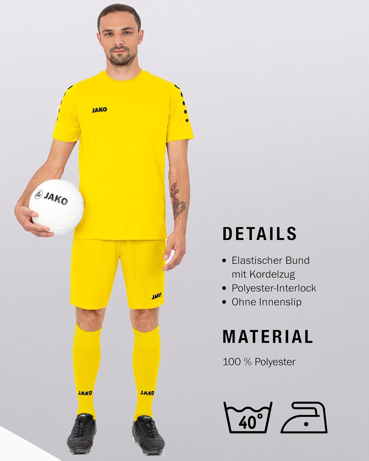 Detalle 2 de JAKO Manchester 2.0 Sporthose Herren kurz – feuchtigkeitstransportierend aus 100% Polyester mit elastischem Bund