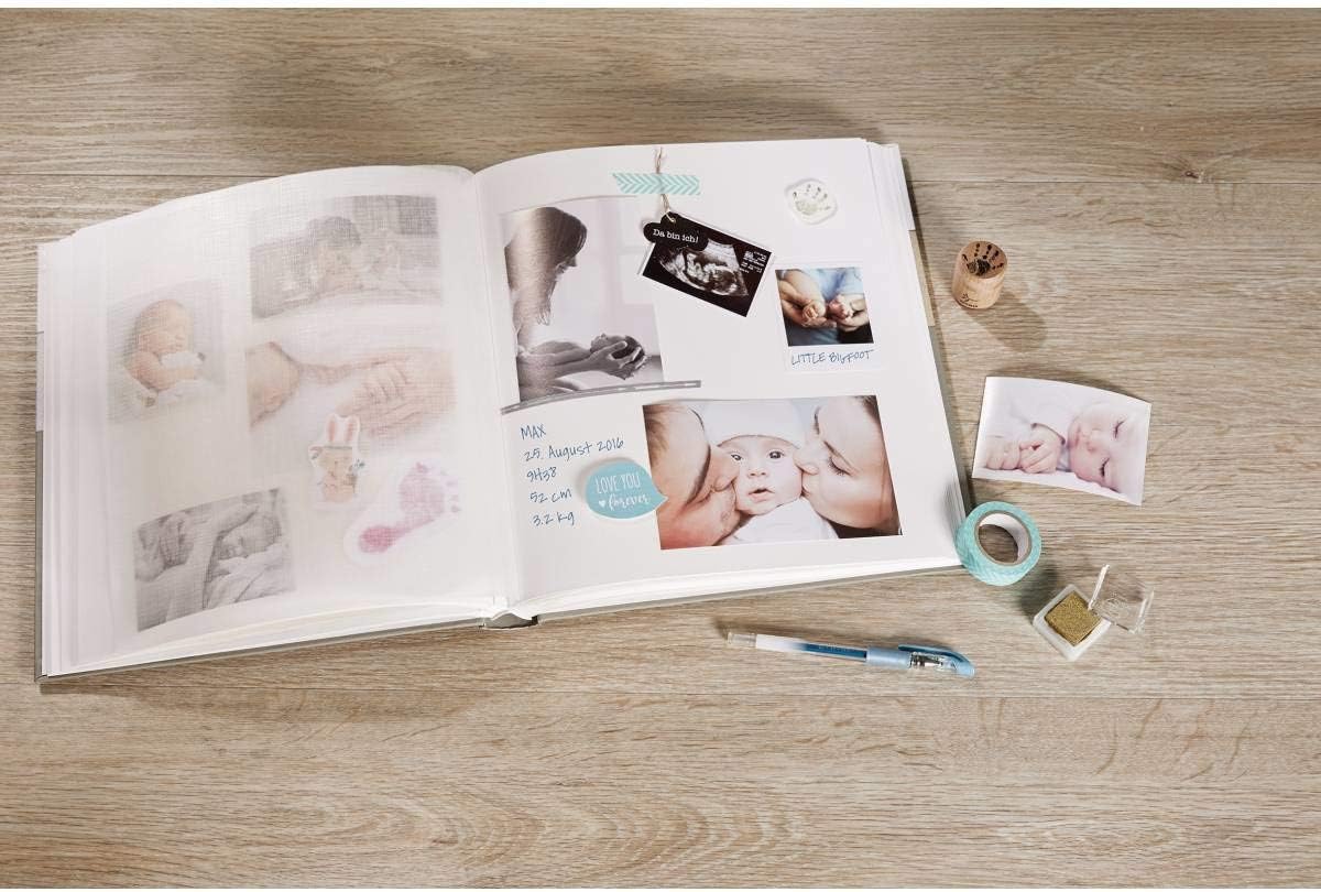 Detalle 2 de walther design Babyalbum UK-148-R Rosa – 28 × 25 cm mit Prägung, 50 Seiten und CD-/Negativarchiv