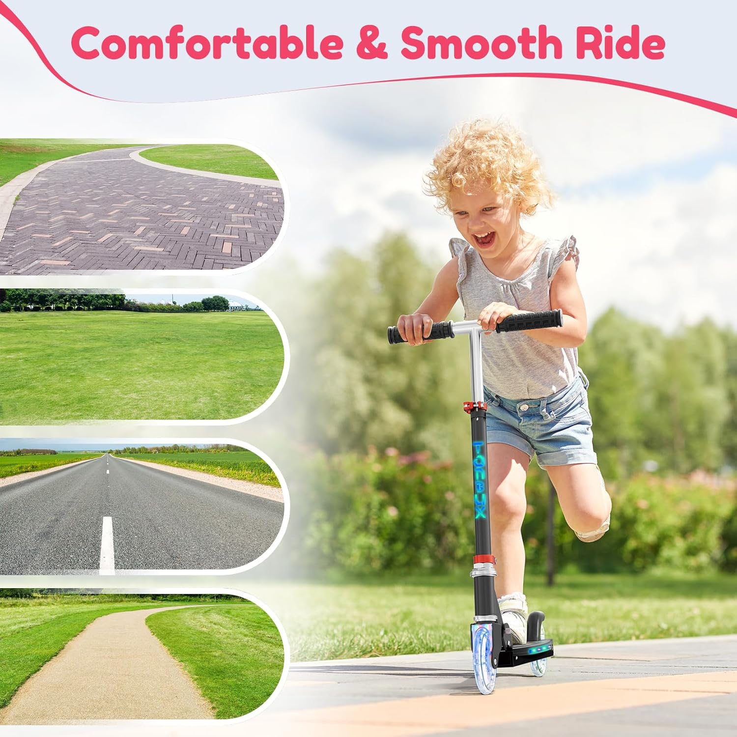Thumbnail 5 de TONBUX Kids Scooter 2-Wheel Light-Up Kick Scooter with Adjustable Height