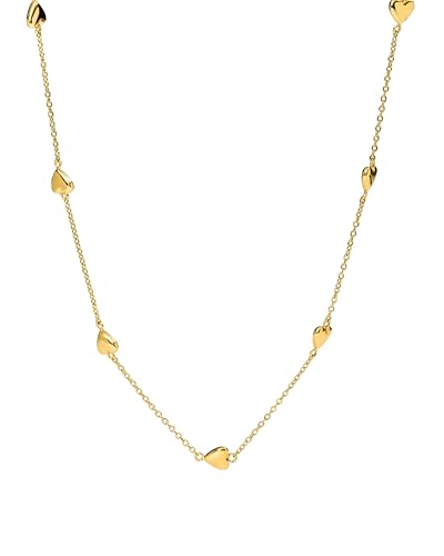 Detalle de Purelei Alohi Heart Kette Damen – Edelstahl-Halskette, 14K vergoldet, verstellbar 40–45 cm