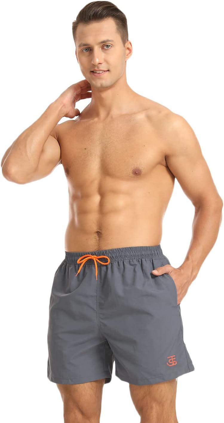 Detalle de JustSun Badehose Herren: Schnelltrocknende Boardshorts mit Mesh-Innenfutter und verstellbarem Tunnelzug