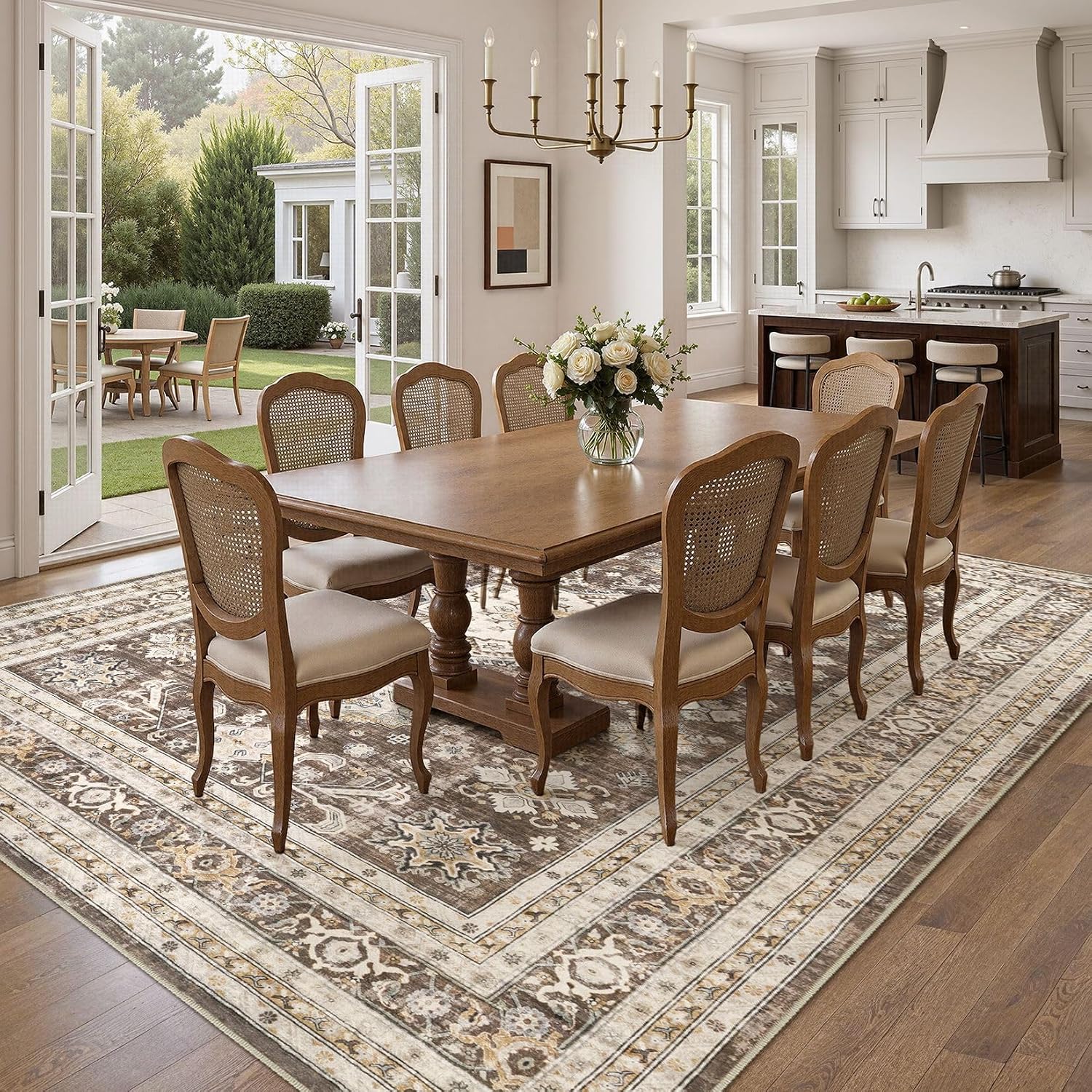 Thumbnail 6 de Vintage Living Room Area Rug 10x12 – Large Soft Washable Oriental Traditional Distressed Farmhouse Rug (Dark Brown)