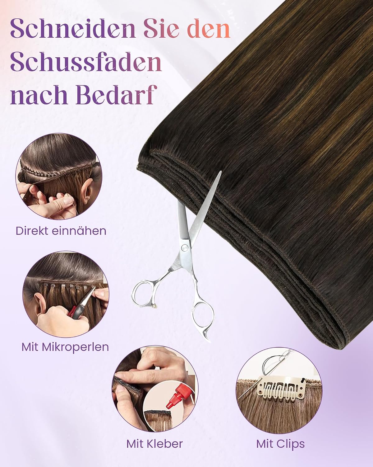 Thumbnail 3 de LaaVoo Tressen Echthaar Extensions 50 cm