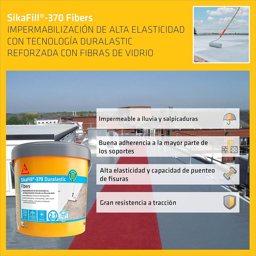 Detalle 2 de SIKA SikaFill 370 Fibers impermeabilizante acrílico 1 kg 🏠