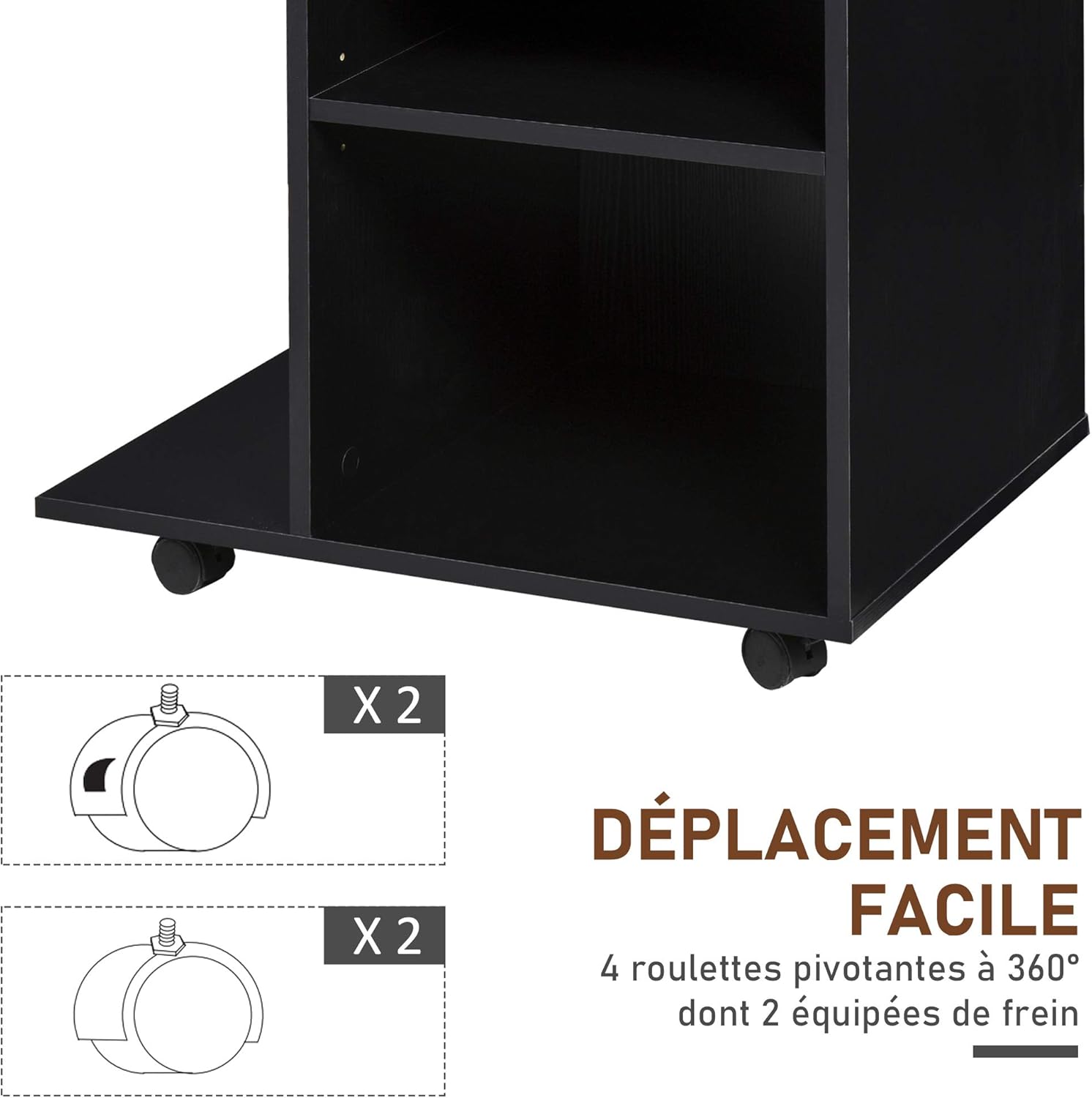 Thumbnail 4 de HOMCOM Vinsetto: Support d'imprimante et Organiseur de Bureau avec 2 Niches, Tiroir et Espace CPU