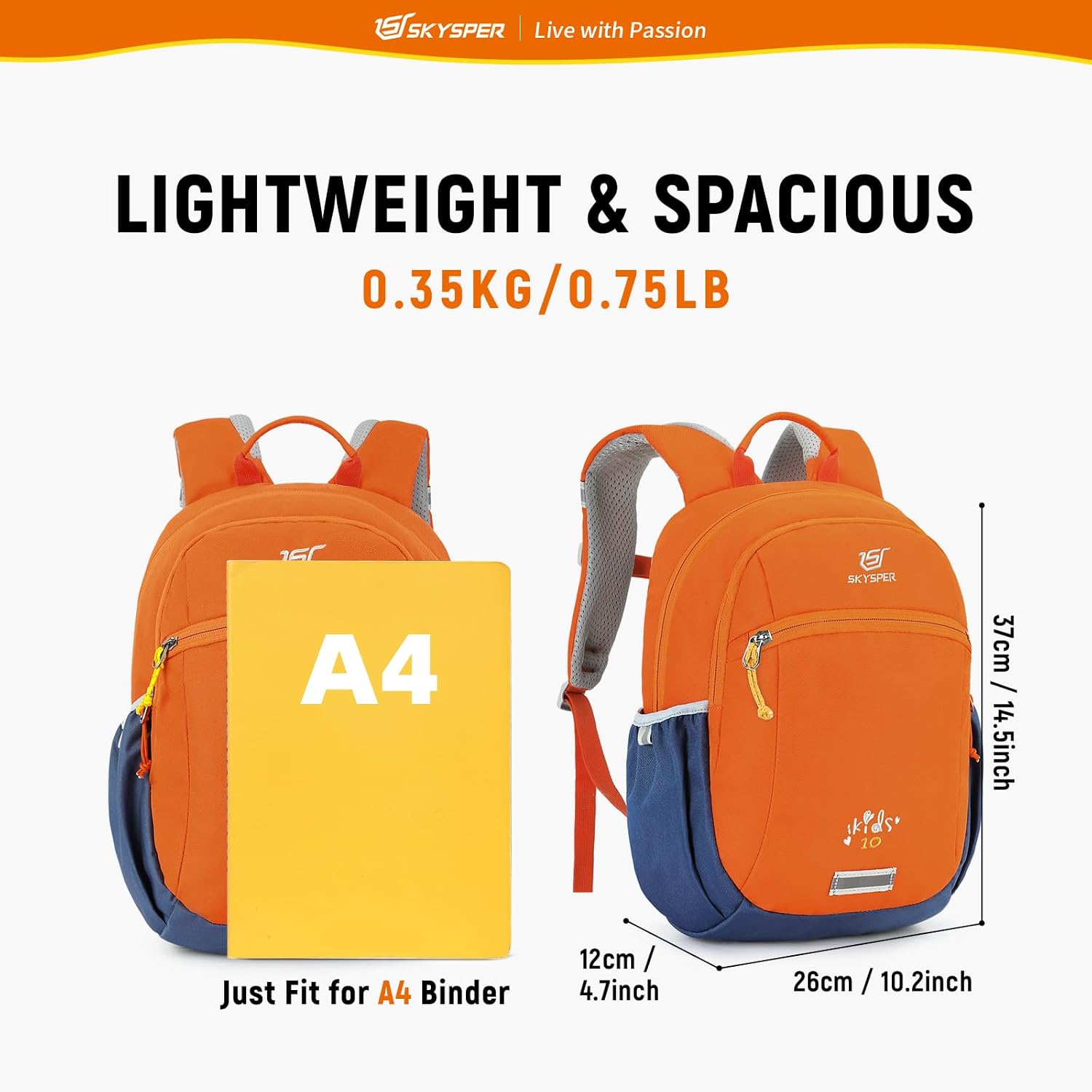 Detalle 2 de SKYSPER Kinderrucksack 10L – robuster Wanderrucksack mit Brustgurt für Jungen & Mädchen