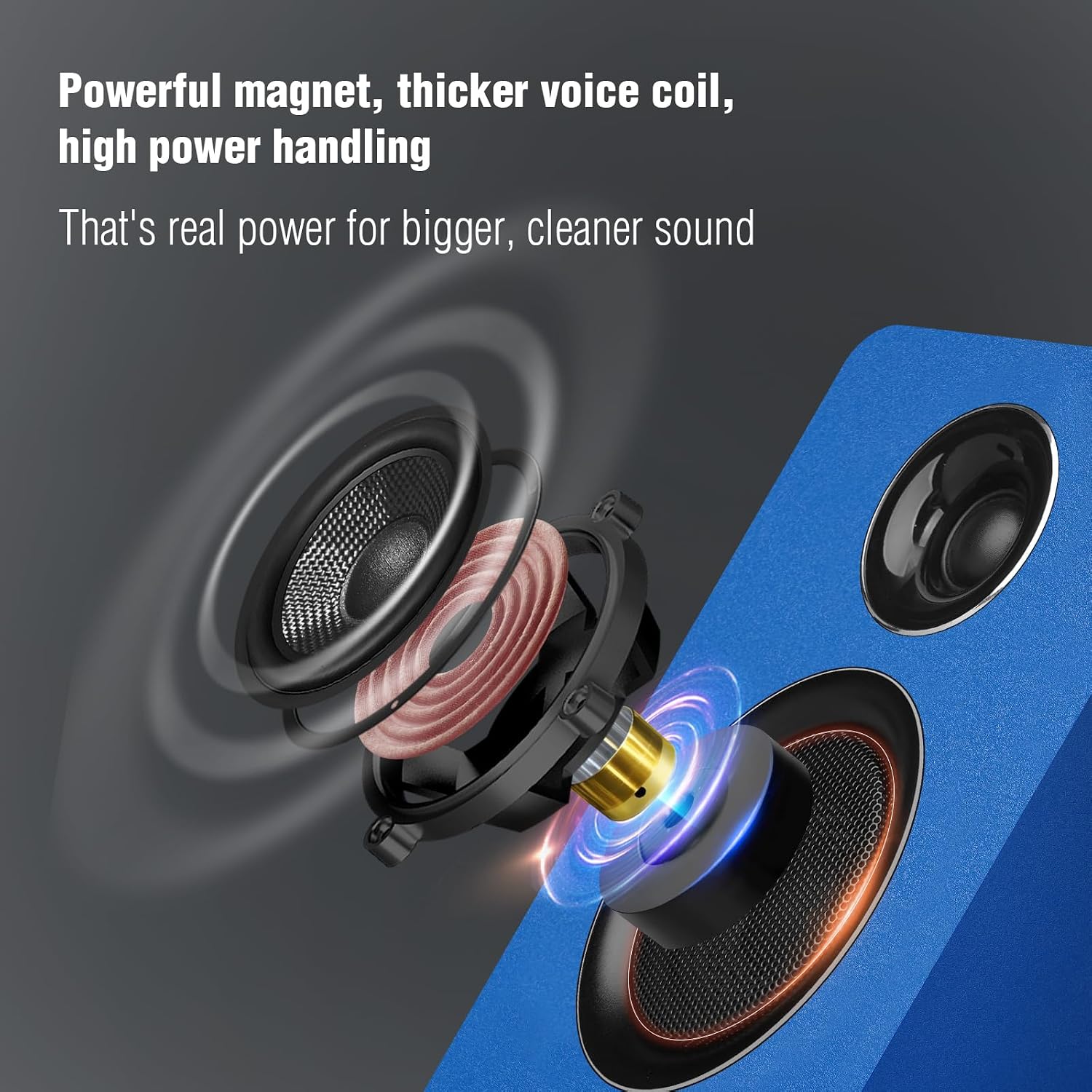 Detalle de ZQMMSPK Active Bookshelf Speakers 60W: Bluetooth 5.3, USB-C, AUX/RCA, 3" Carbon Fibre Woofer
