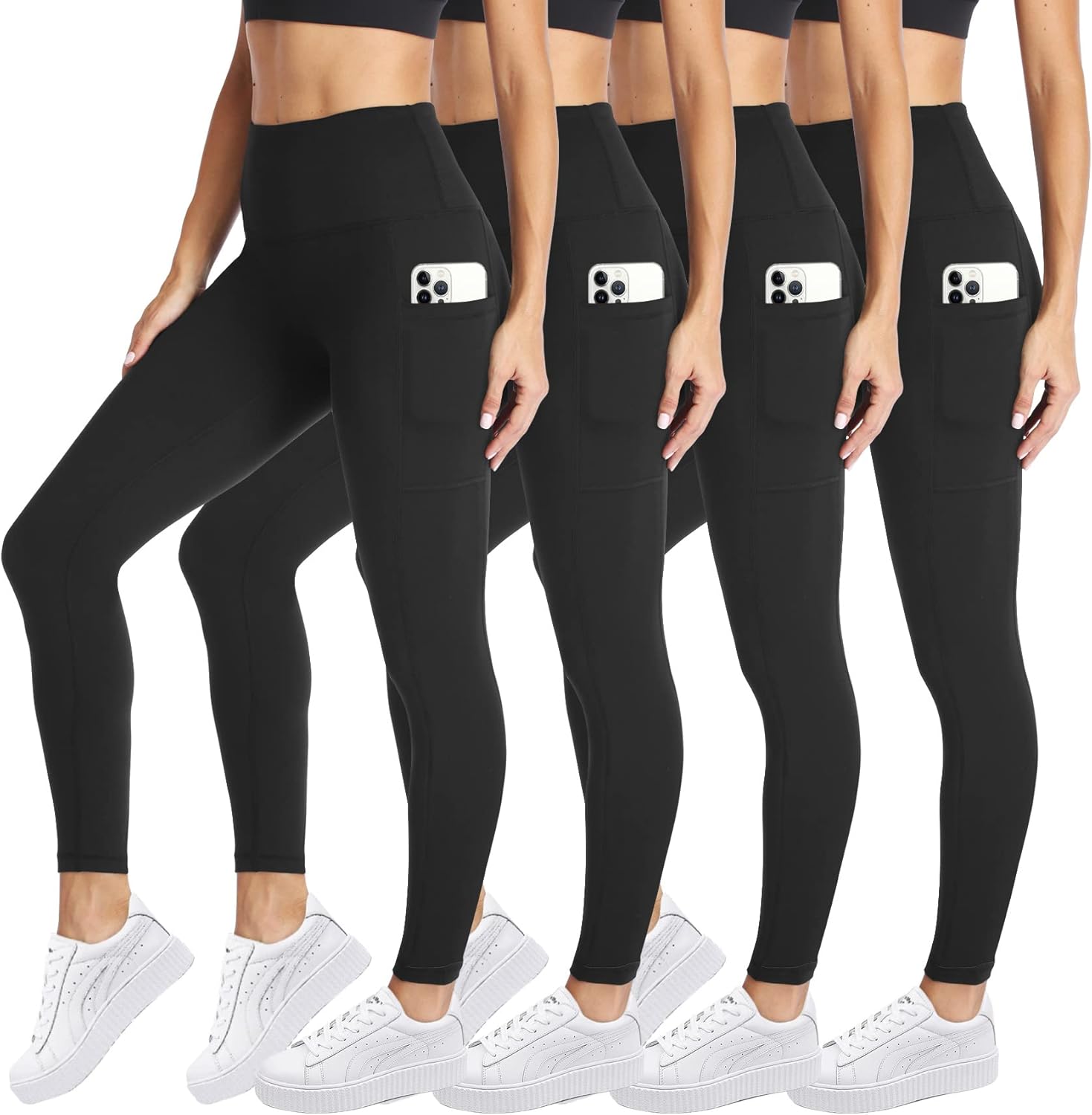 Thumbnail 1 de CAMPSNAIL 4-Pack High-Waisted Leggings for Women with Pockets (Black)