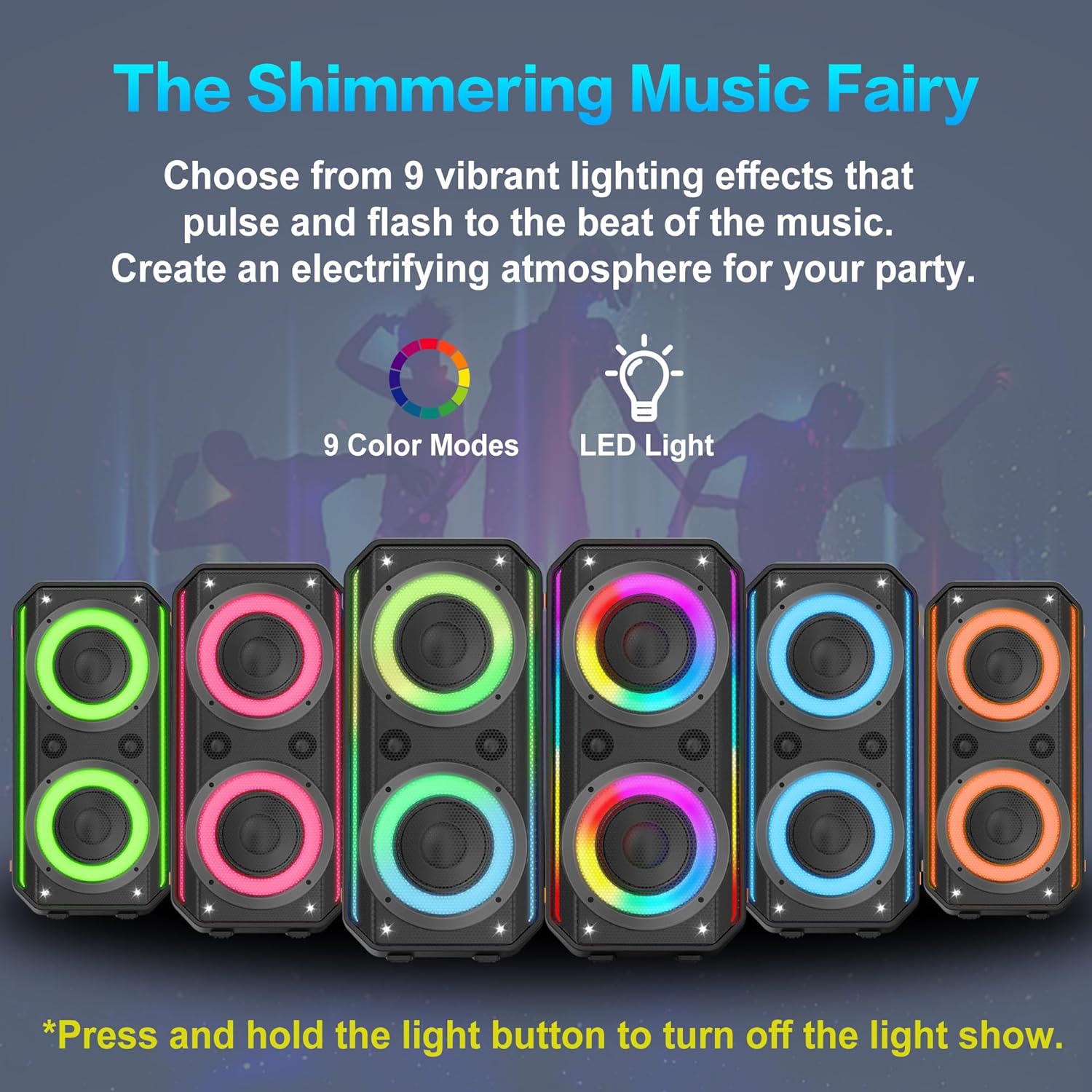 Detalle de TAMPROAD Q66 300W Peak Bluetooth party speaker with subwoofer and LED light show