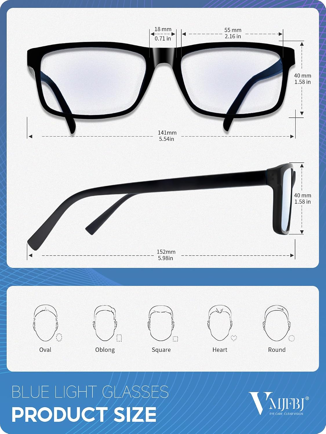 Detalle 2 de VMJFBJ Blue Light Blocking Glasses for Computer Use 👓