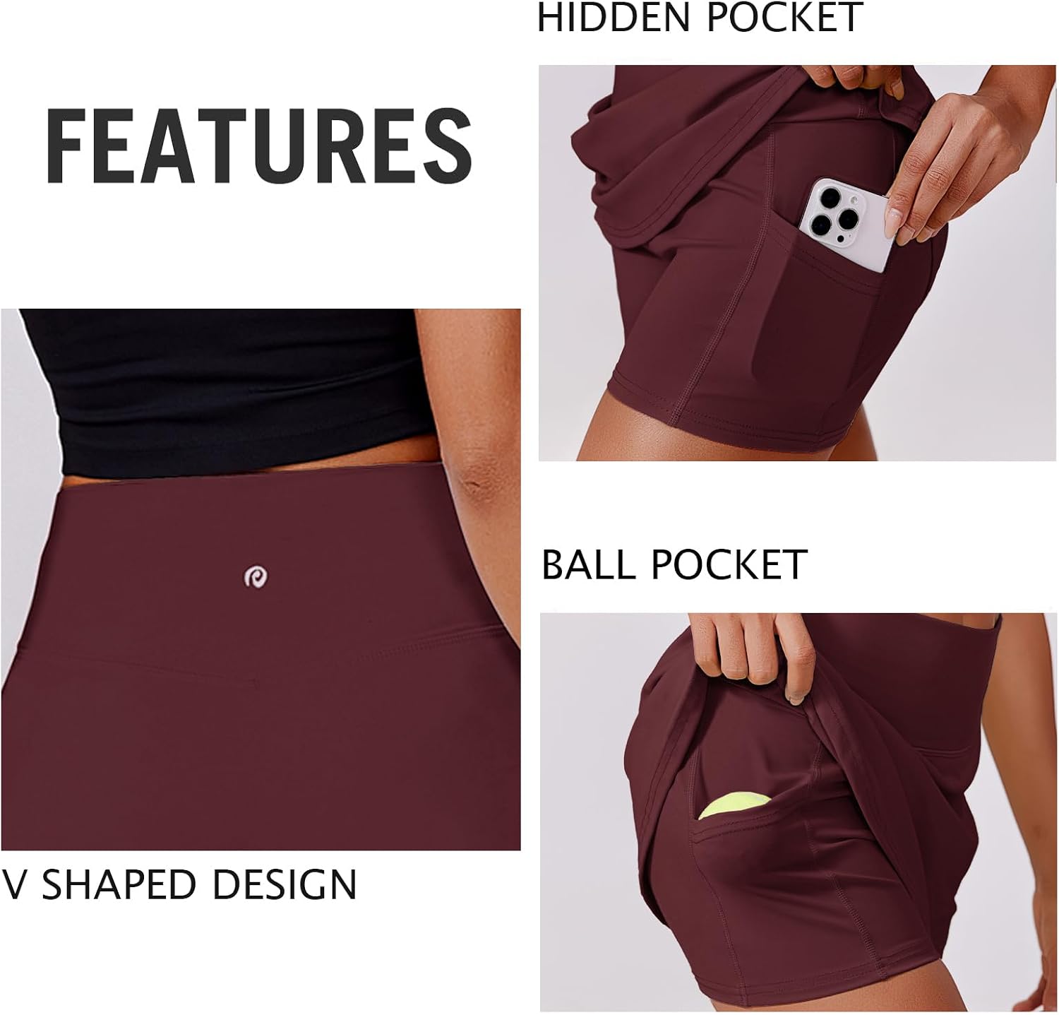 Detalle de PINSPARK Womens Tennis Skirt High Waisted Golf Skort with 2 Pockets – Stretchy, Breathable Athletic Skirt for Workout