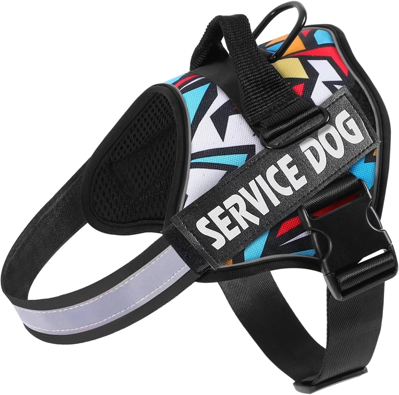 Detalle de Belababy Service Dog Harness (Small/Medium/Large) – Adjustable Emotional Support & Training Vest with Handle, Reflective Strips (M, Lightning)