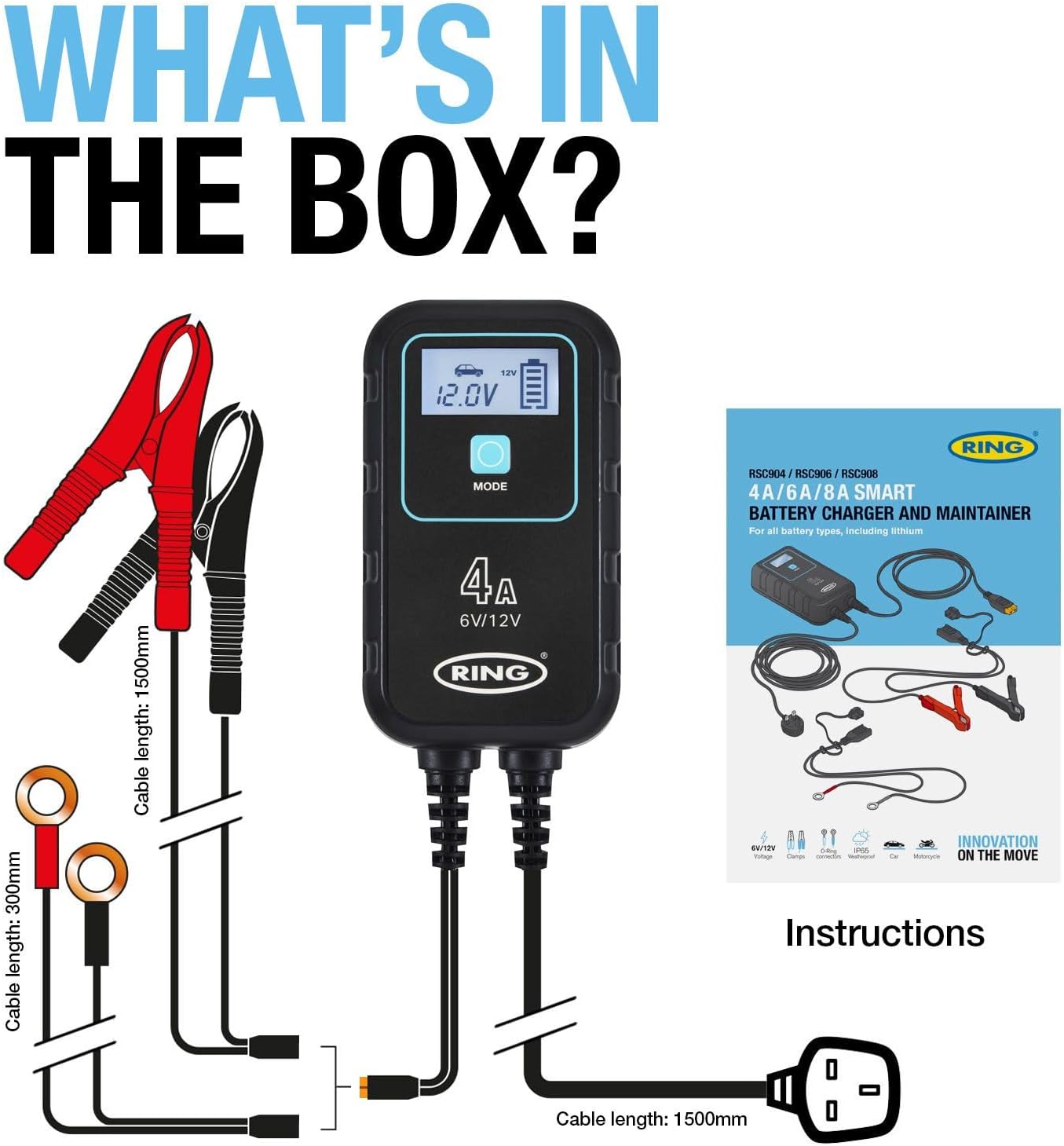 Detalle 2 de Ring SMARTCHARGE 4A Car Charger & Maintainer for Batteries ⚙