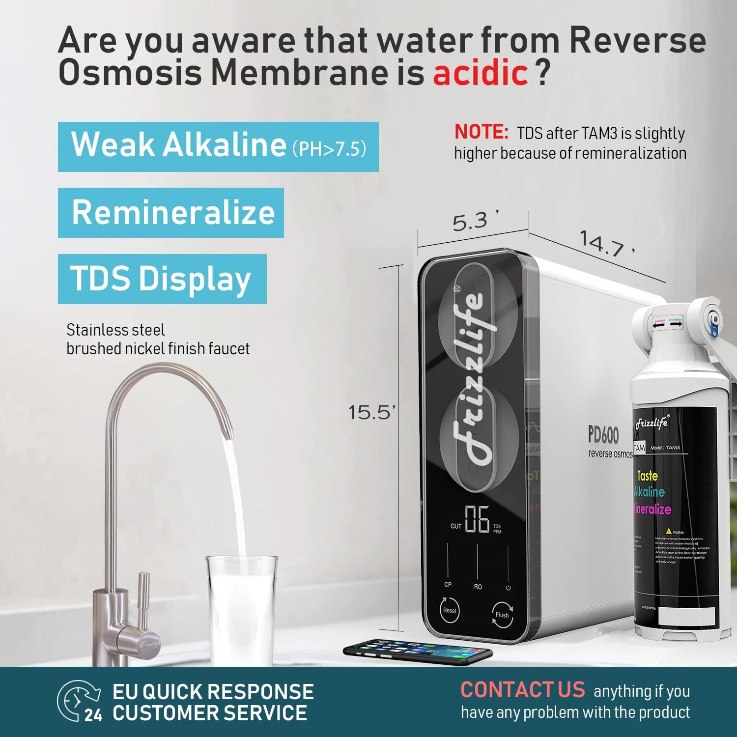 Thumbnail 6 de Frizzlife 600GPD Tankless Under-Sink RO System (PD600-TAM3) with Remineralisation and Alkalisation