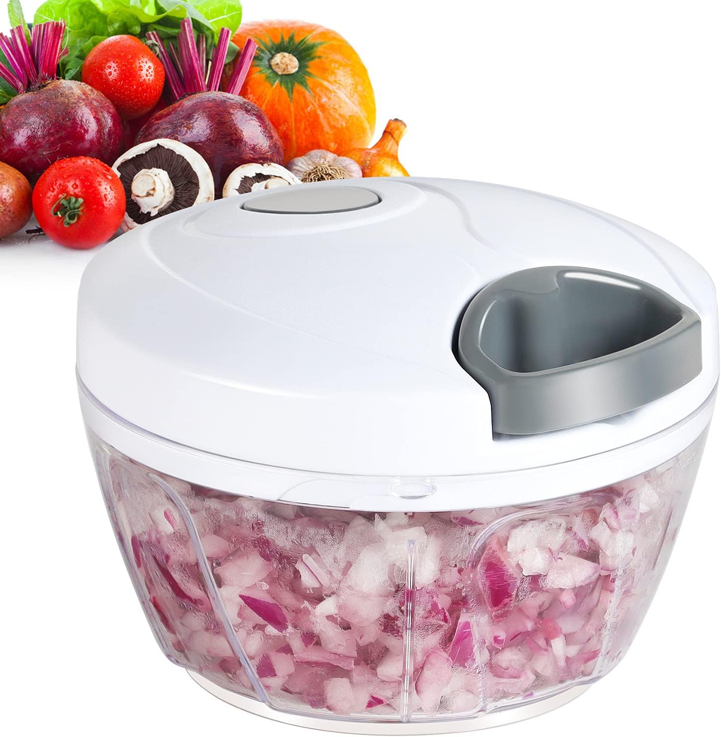 Detalle de Ourokhome A008 Manual Food Chopper, 500ml Pull-String, Stainless Steel Blades
