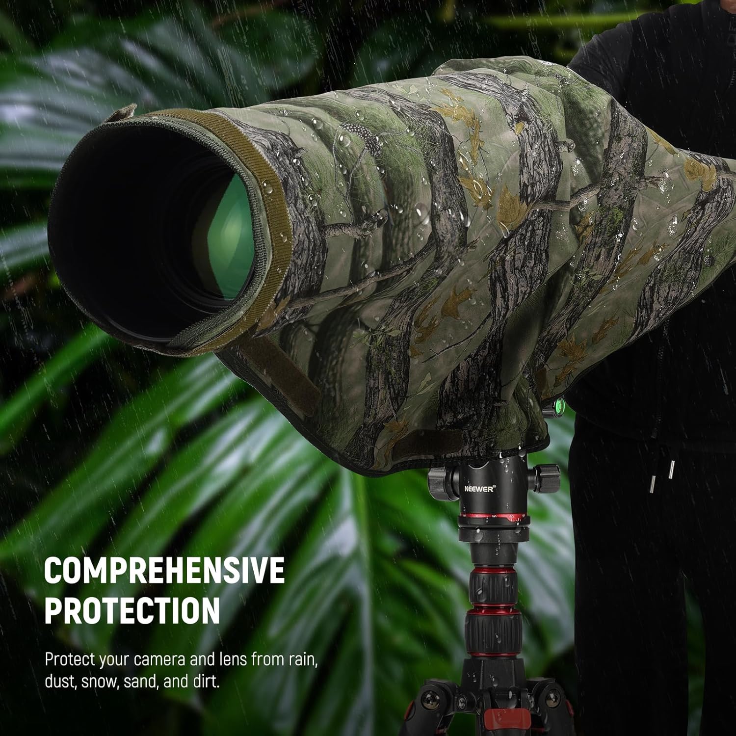 Thumbnail 5 de NEEWER Kamera-Regenschutz Regenhülle L (bis 400 mm) mit doppelseitigem Camouflage-Design für DSLR & Objektive