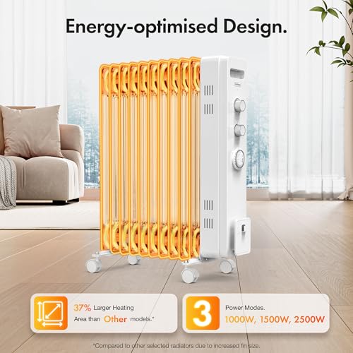 Thumbnail 1 de VonHaus Oil Filled Radiator 11 Fins – 2500W with 24-Hour Timer