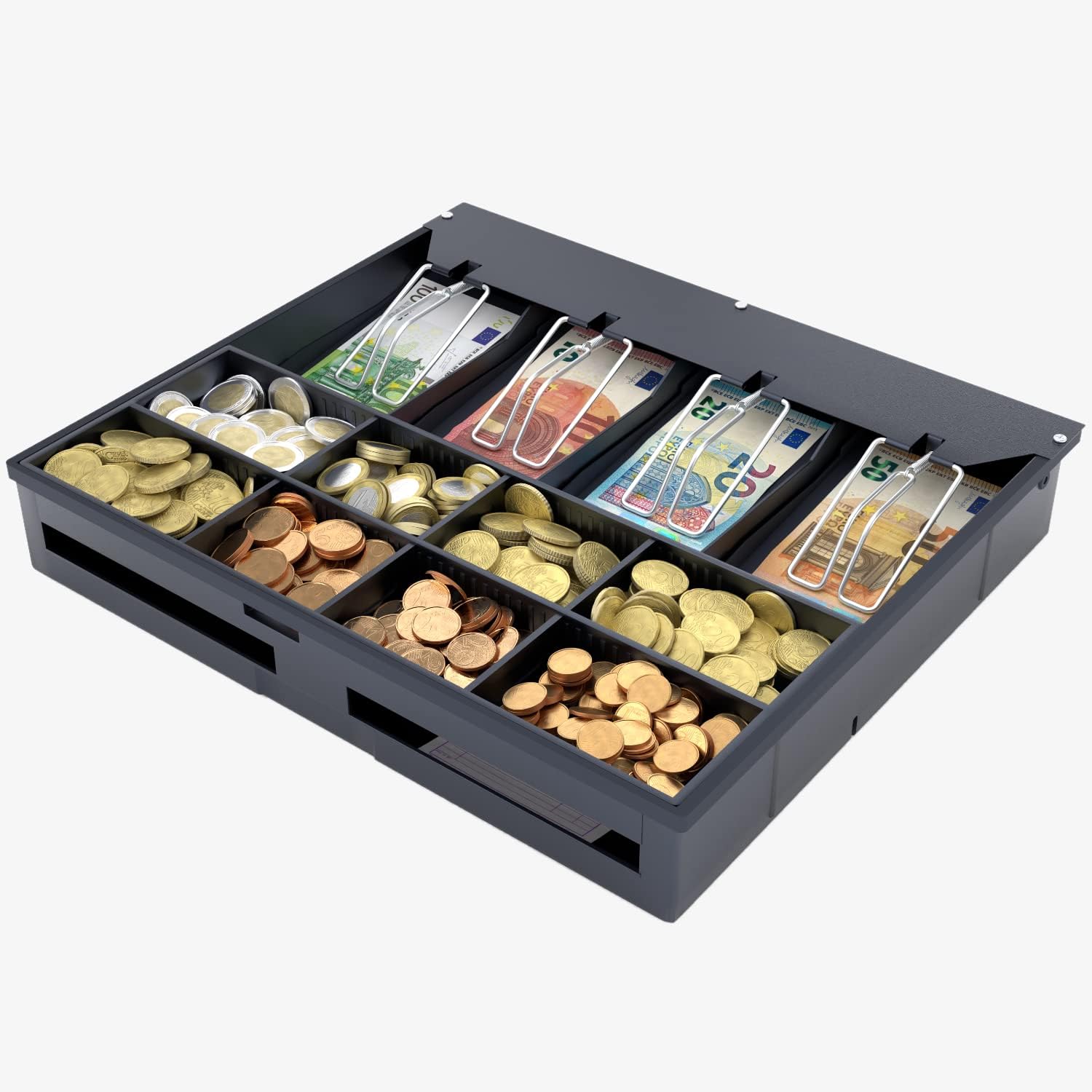 Detalle de ACROPAQ Plateau de tiroir-caisse pour tiroirs-caisse 41 cm (noir) – inserts pièces et billets