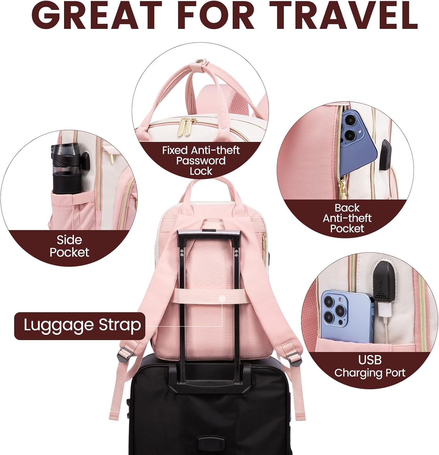 Detalle 2 de LOVEVOOK Laptop Backpack 15.6 inch