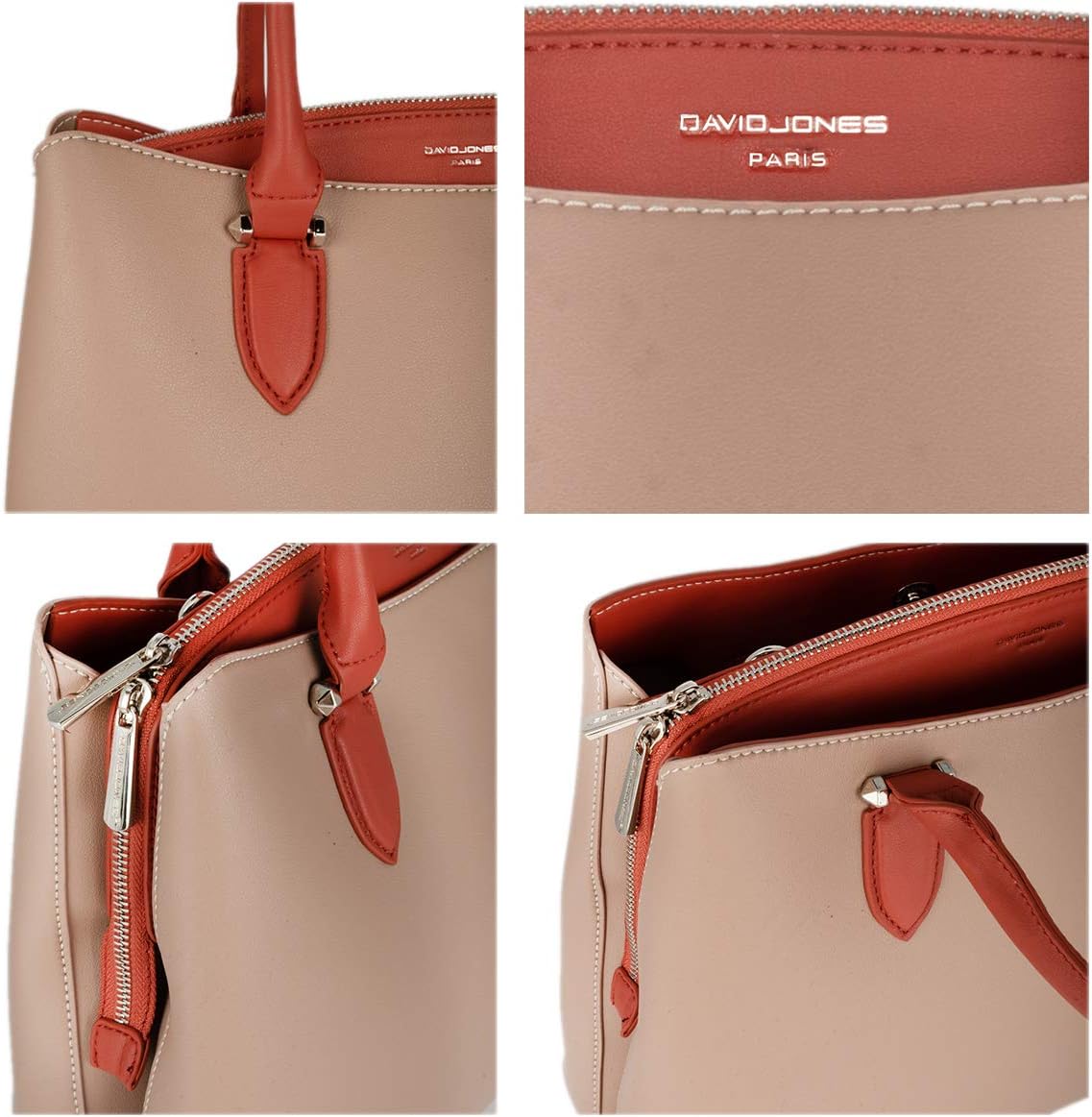 Thumbnail 4 de David Jones sac à main femme Cabas fourre-tout bicolore en PU (taille moyenne, 3 compartiments) porté épaule/bandoulière
