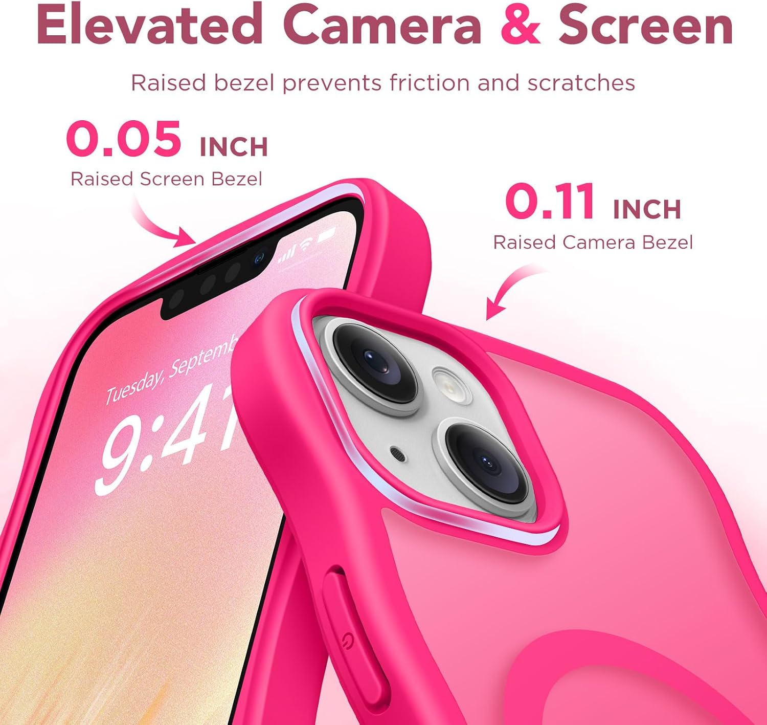 Detalle 2 de CAPRARO Cute for iPhone 13/14 Case with MagSafe, Curly Wave Edge, and 14 ft Drop Protection in Hot Pink