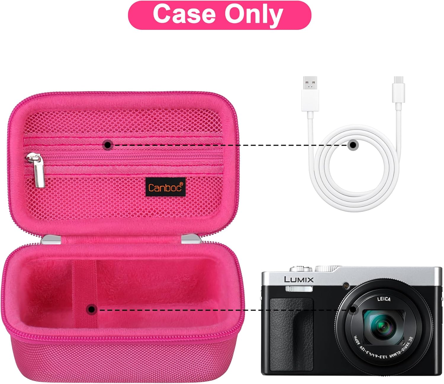 Thumbnail 1 de Canboc Tragetasche für Panasonic LUMIX DC-TZ99E/LX10/ZS80/ZS100/ZS70/ZS200/ZS60 4K Kompaktkamera – rosérot