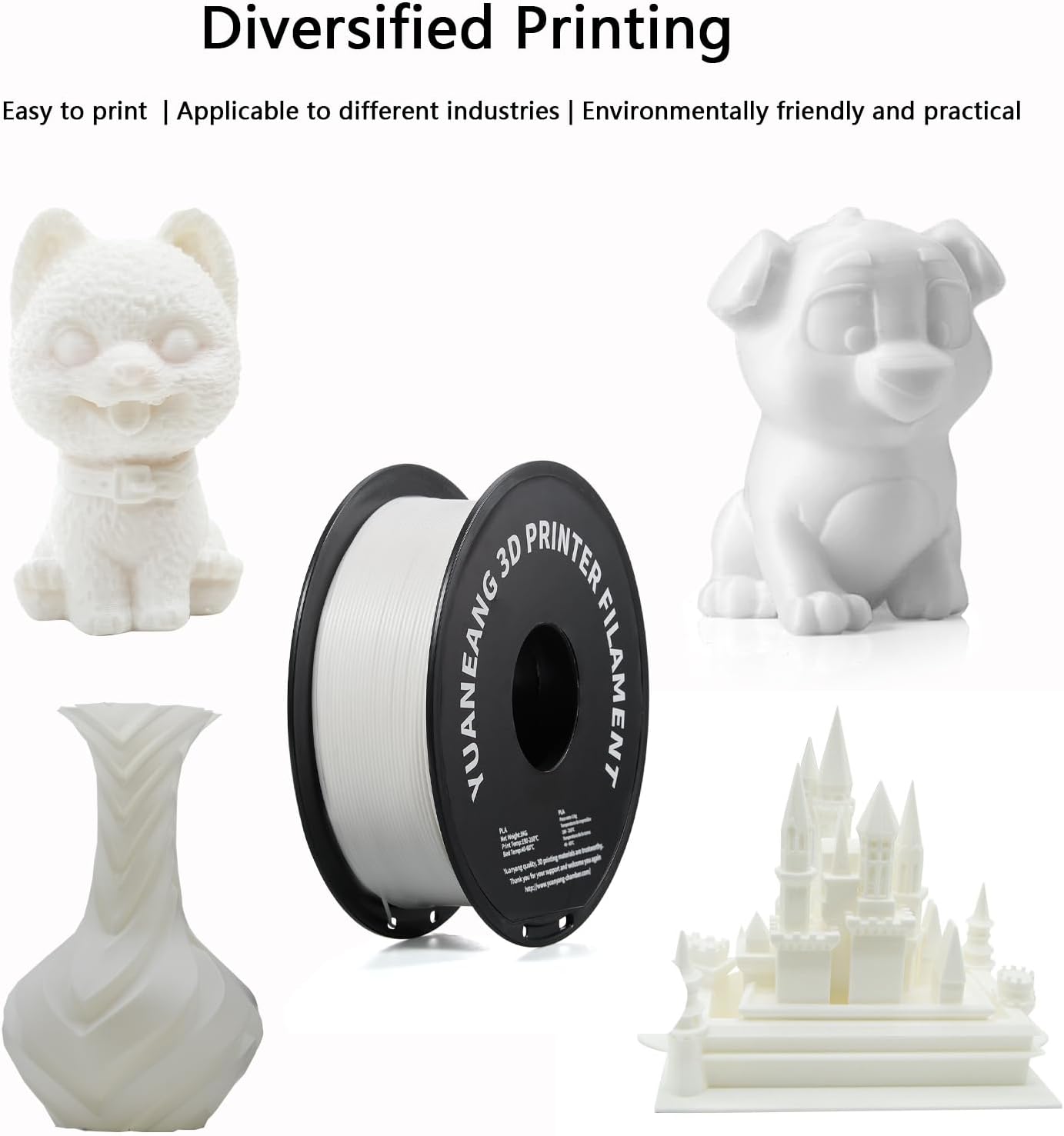Detalle de YUANEANG PLA 3D Printer Filament Bundle – 16 Spools of 1.75mm Monochrome PLA (16 kg total)