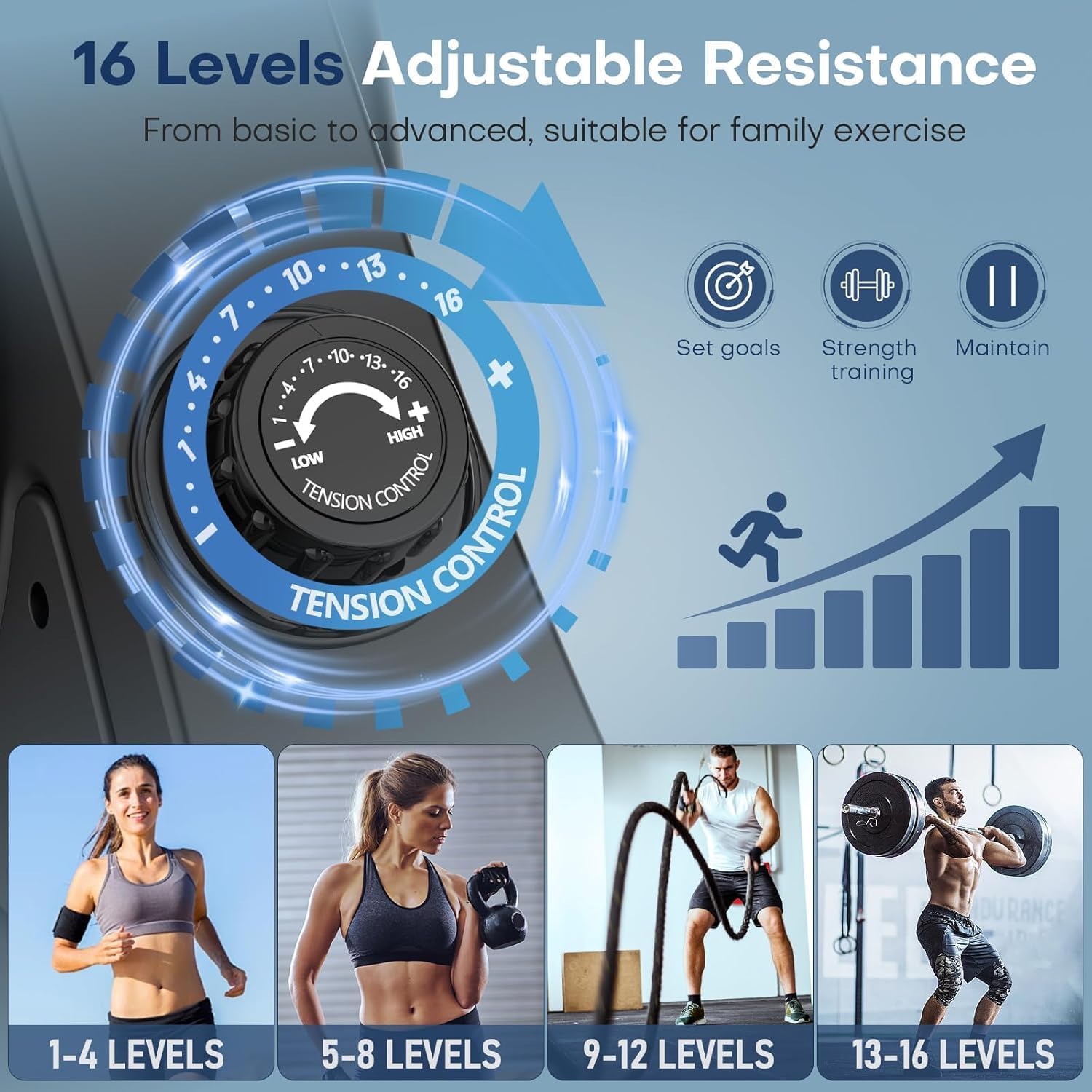 Thumbnail 5 de EvoSpark Magnetic Rowing Machine for Home Gym (350 lb) – Foldable EvoSpark Rower with App Support and Double Slide Rail