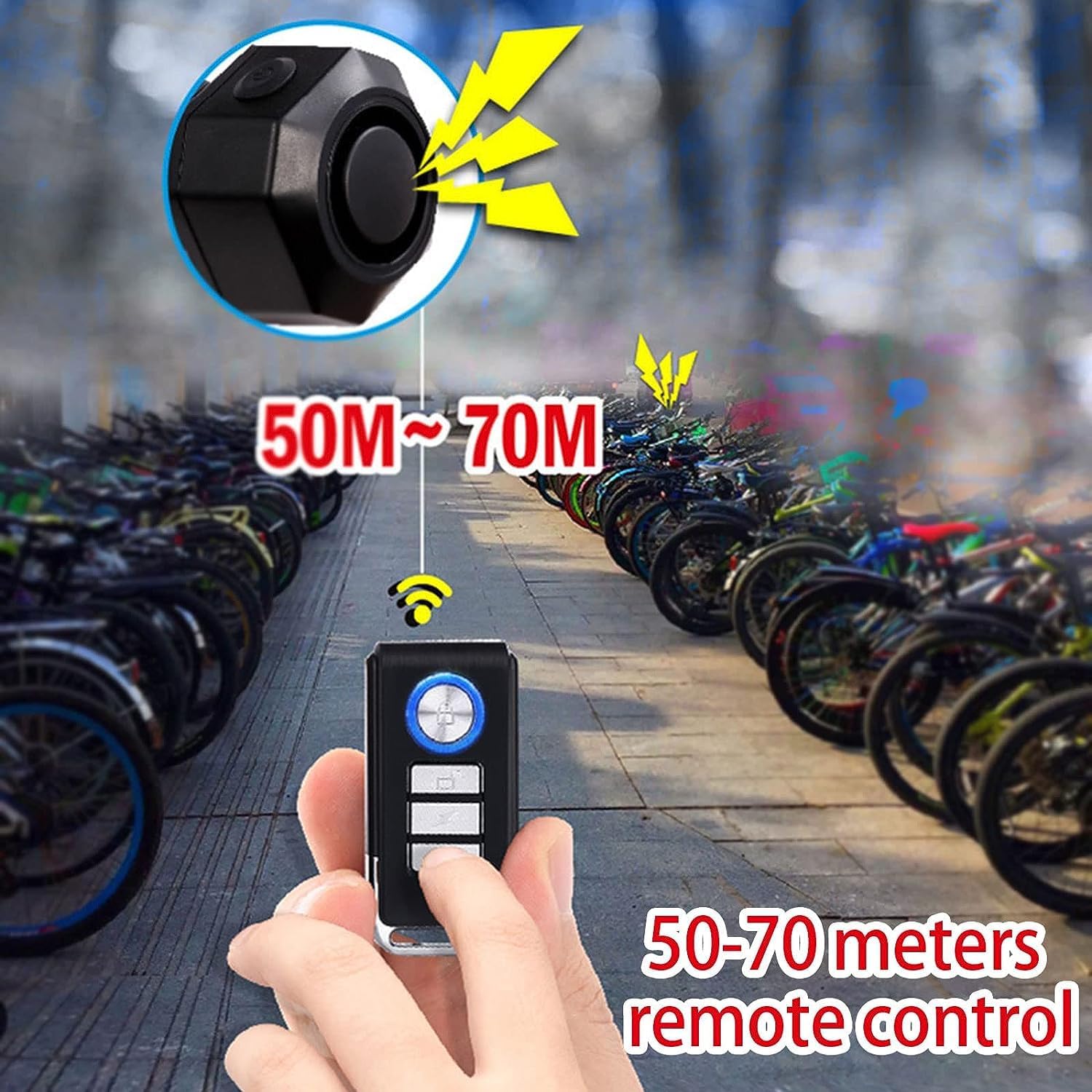 Detalle de RUIZHI Sistema di allarme per bicicletta con telecomando – USB-C impermeabile, Tracker per scooter e veicoli leggeri
