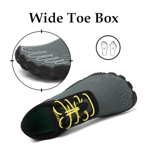 Detalle de SAGUARO Zapatillas Barefoot para Hombre y Mujer – Minimalistas, Antideslizantes y Transpirables (Gris Profundo, 40 EU)