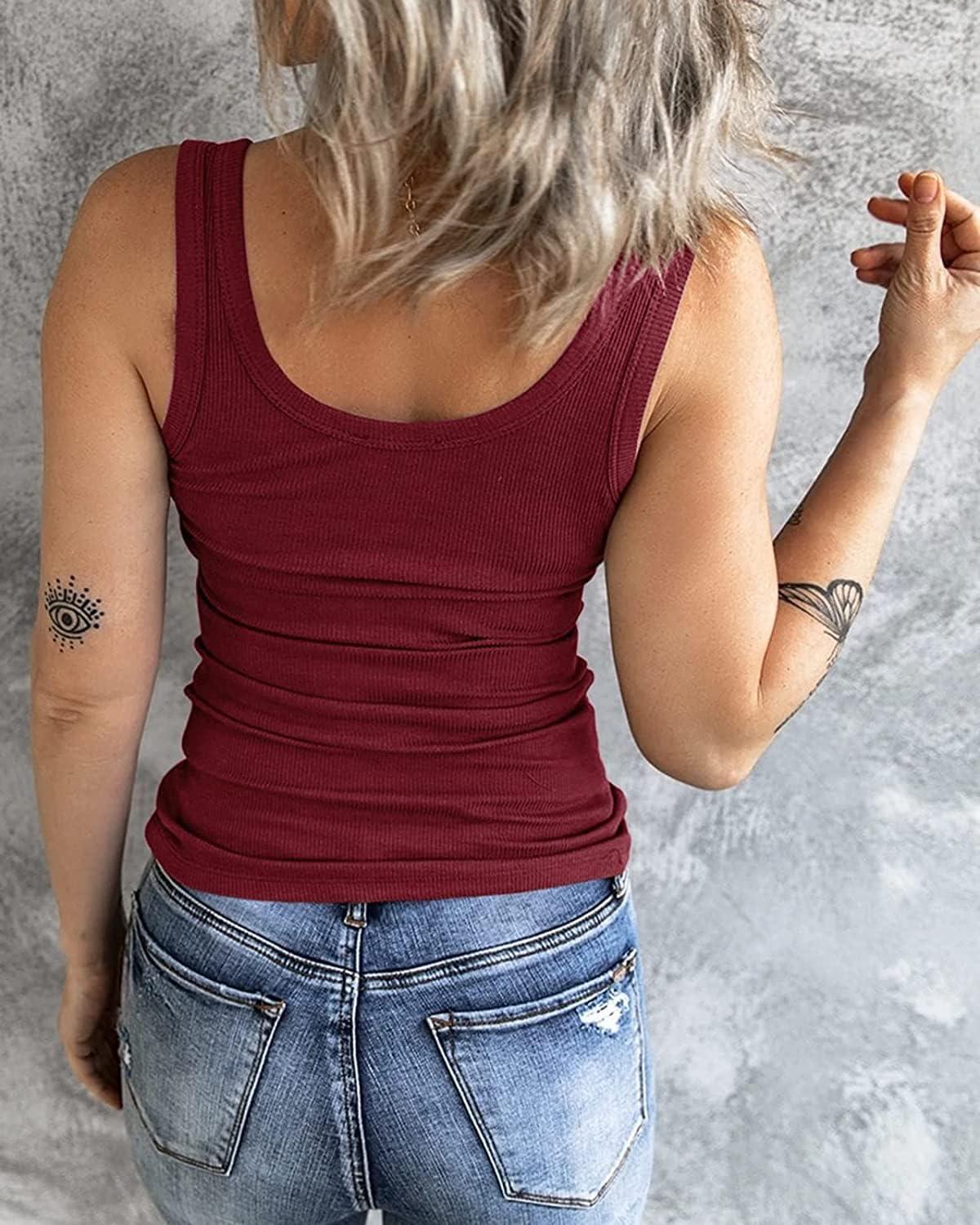 Thumbnail 3 de Fessceruna Damen Tops U-Ausschnitt Tanktop