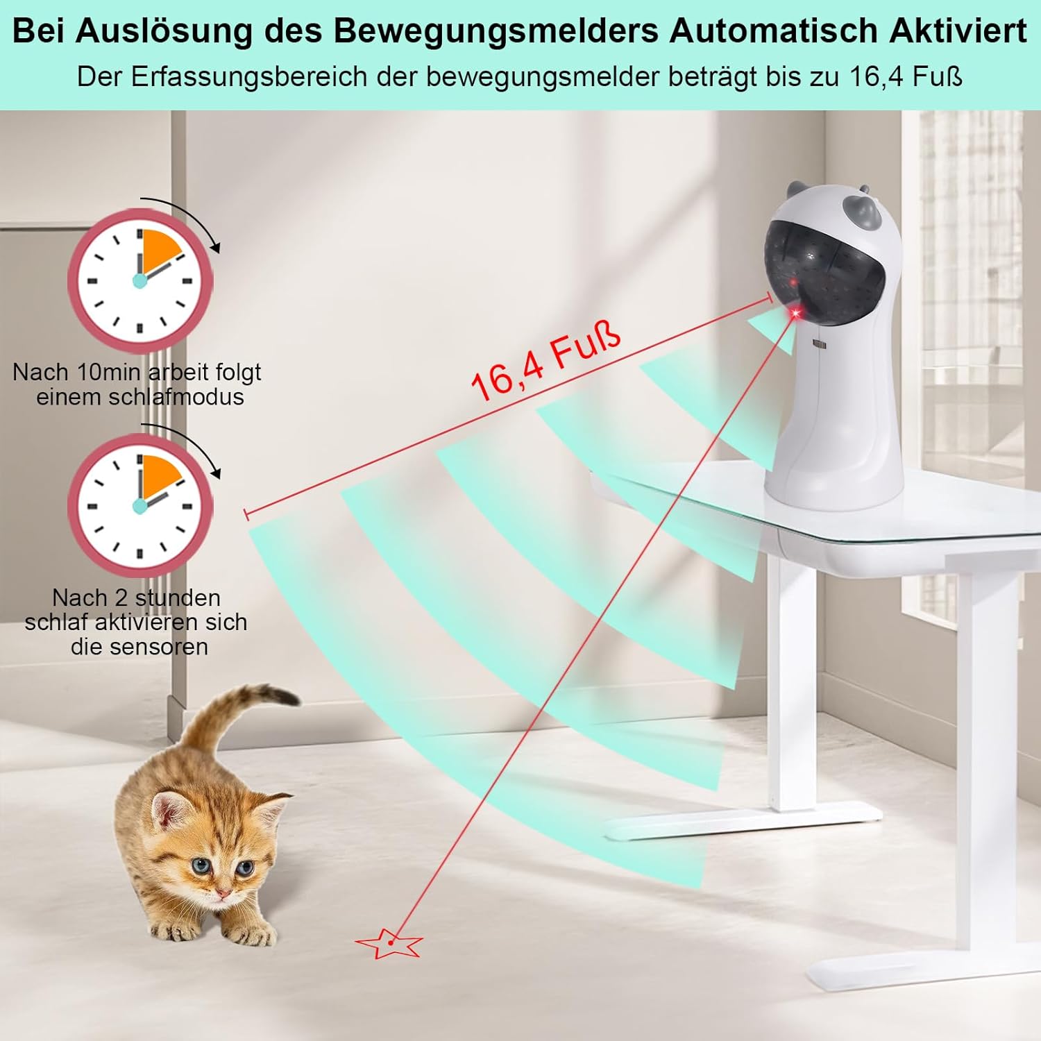 Thumbnail 2 de TBTeek Katzenspielzeug automatisch mit bewegungsaktivierter, rotierender Trajektorie – 4 Geschwindigkeiten, wiederaufladbar