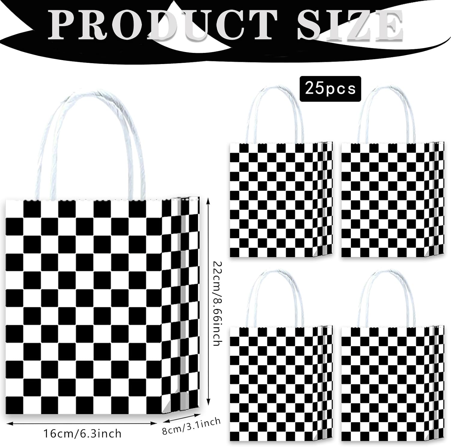 Detalle 2 de Gansita Checkered Treat Bags Kraft Paper