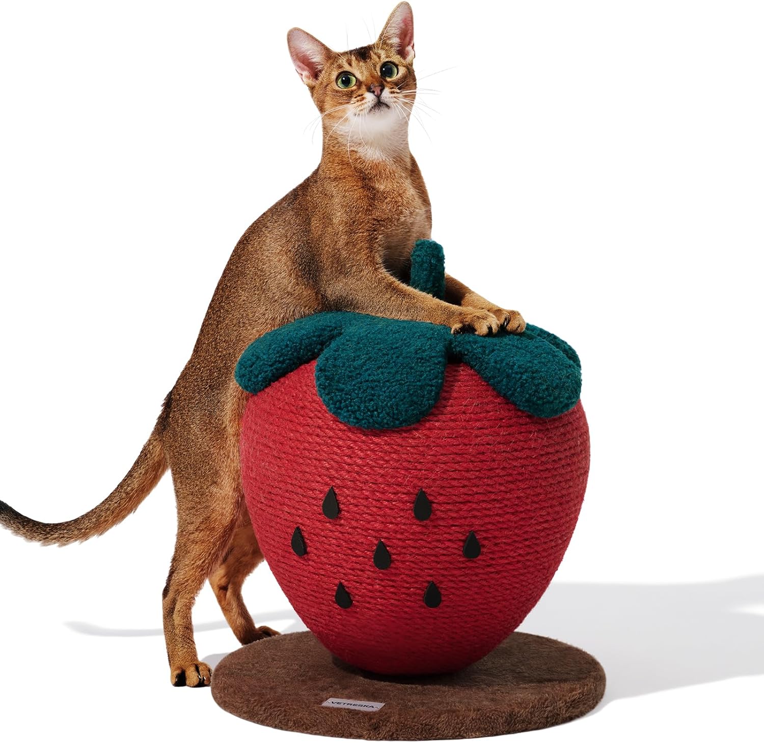 Detalle de VETRESKA Strawberry Cat Scratching Post – Vertical Sisal Rope Scratch Post for Indoor Cats