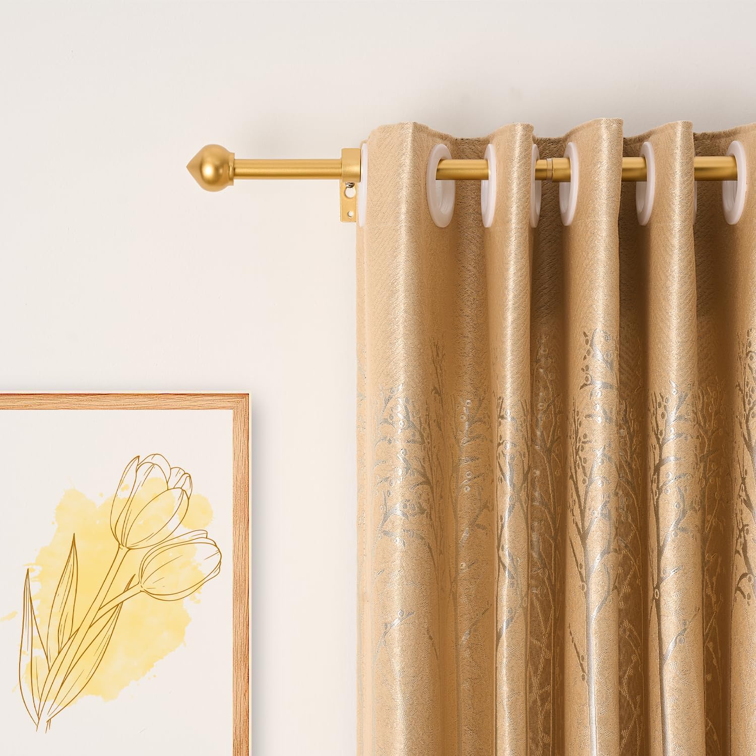 Detalle 2 de Curtain poles Gold Extendable Curtain Pole 76–132 cm with Ball Finials