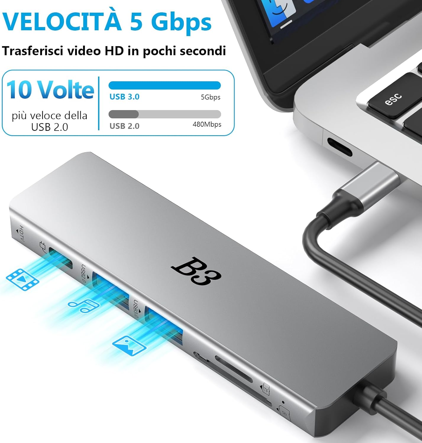 Thumbnail 3 de BIGTHREE USB-C Hub 6-in-1 4K HDMI 100W PD