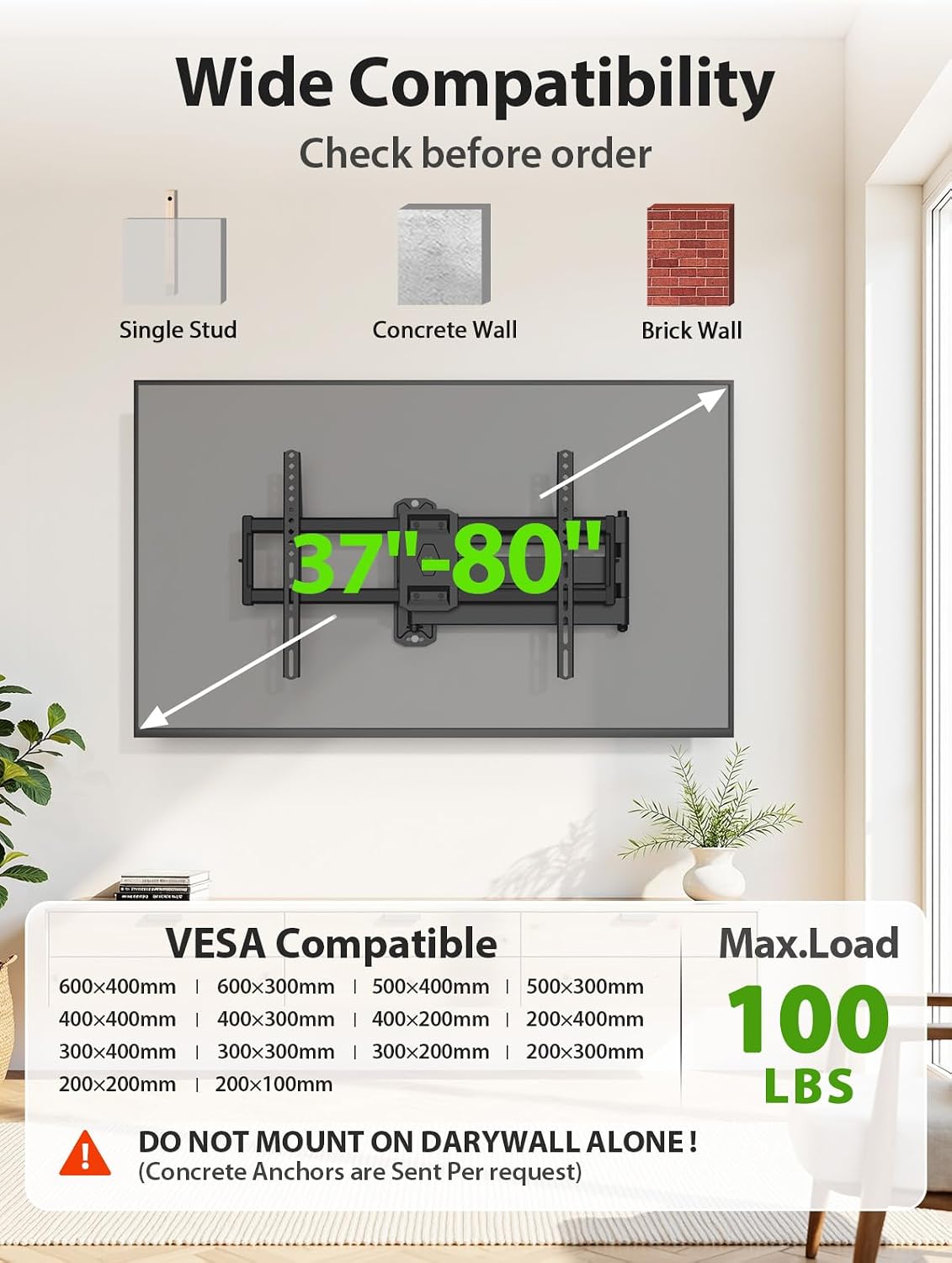 Detalle 2 de USX MOUNT XML930 Long-Arm Full-Motion TV Wall Mount, 37–80 in., 32.05 in. Extension