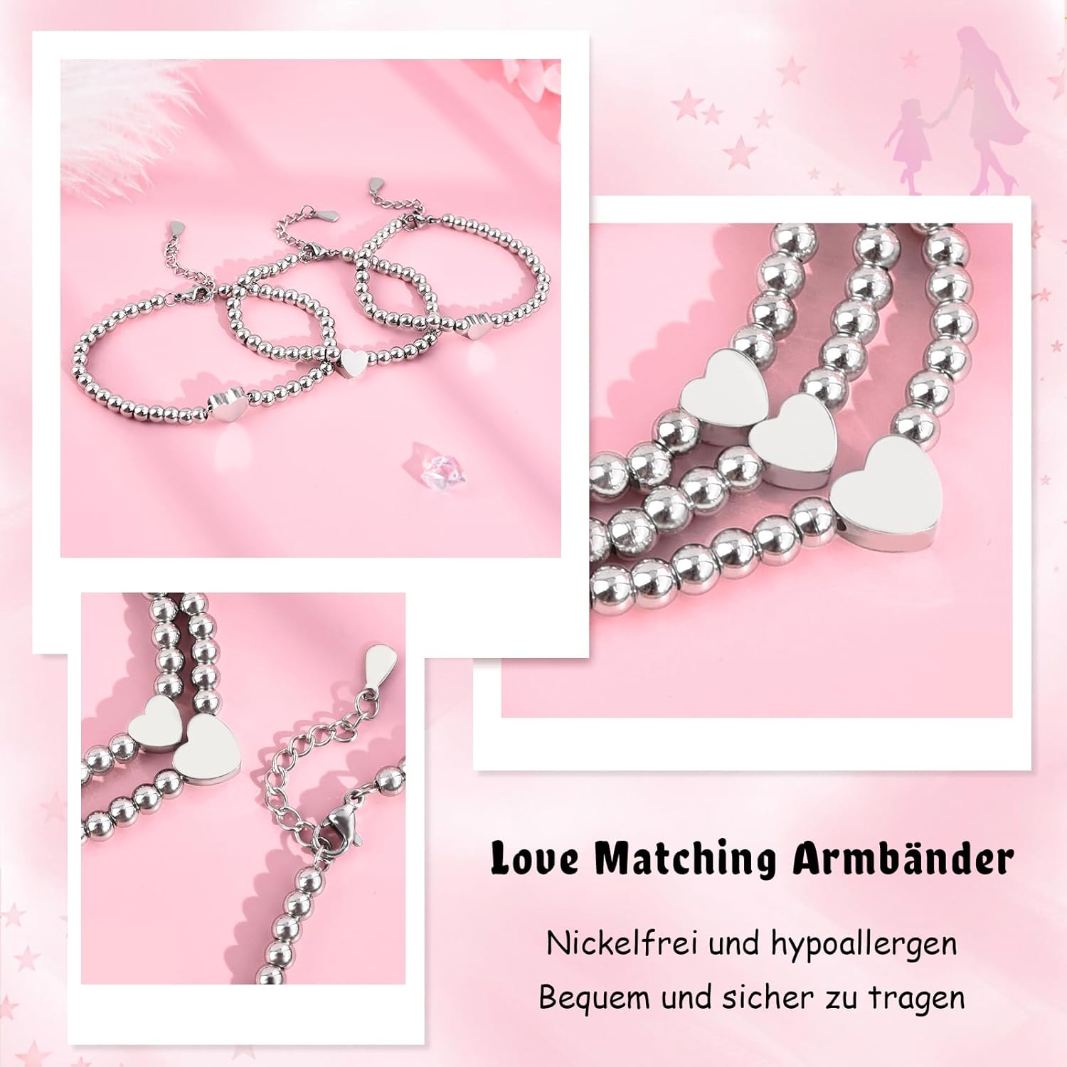 Thumbnail 3 de SUNSH 2–3 Stück Mutter & Tochter Armband-Set für Schule, Muttertag und Geburtstag