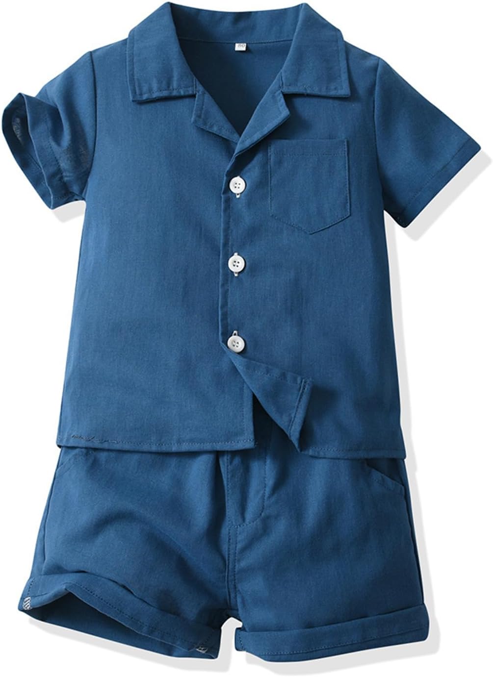 Detalle 2 de AngelBabies Boys Cotton Outfits: Short-Sleeve Shirt and Shorts Set