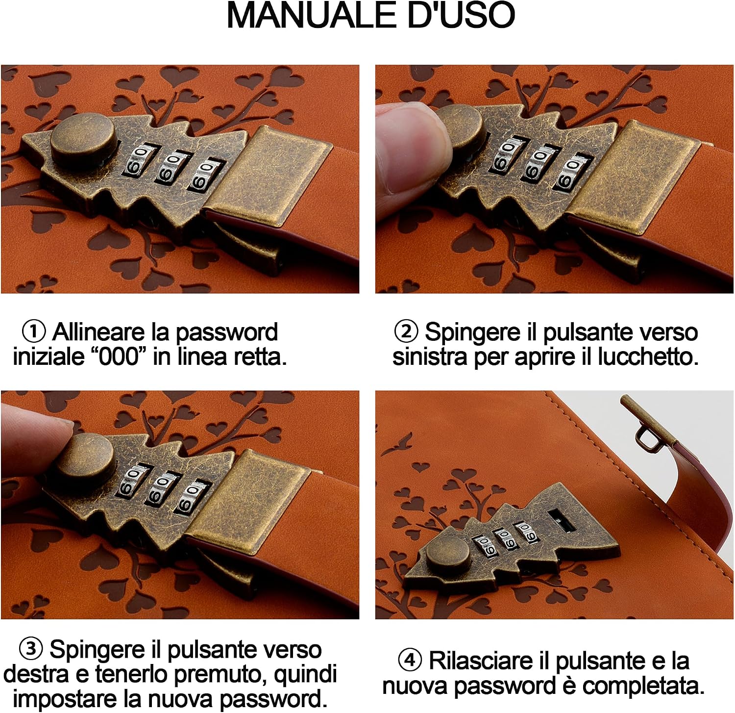 Thumbnail 2 de HwxBen Diario Segreto A5 Marrone con Lucchetto – 224 pagine, carta crema 100 g/m², password reset